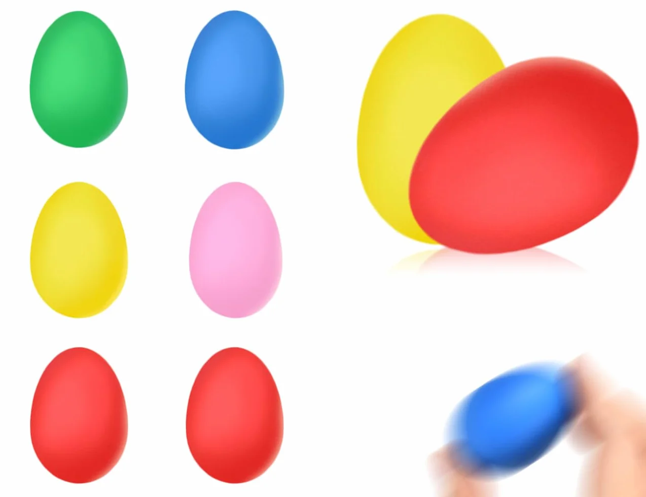 6 marakasów do jajek, plastikowe grzechotki z instrumentem muzycznym, idealne na rodzinne przyjęcie urodzinowe (niebieski, różowy, czerwony, żółty, zielony)