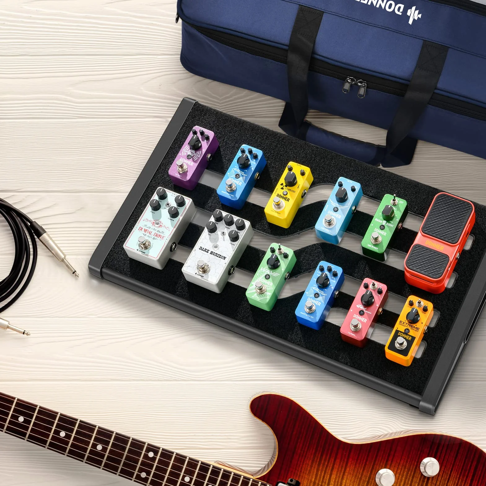 Donner DB-S300 deska do pedałów efektów gitarowych i wodoodporny zestaw toreb