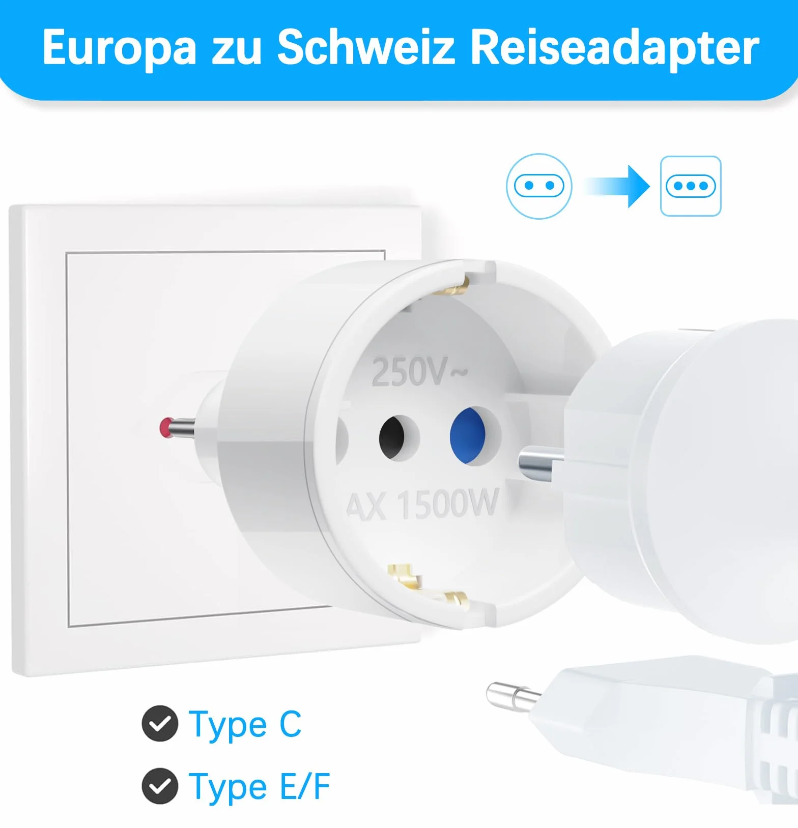 Adapter Włochy gniazdko elektryczne 3 sztuki adapter podróżny Włochy, wtyczka podróżna Włochy, adapter Włochy Włochy Włochy Europa/Niemcy na Włochy wtyczka podróżna