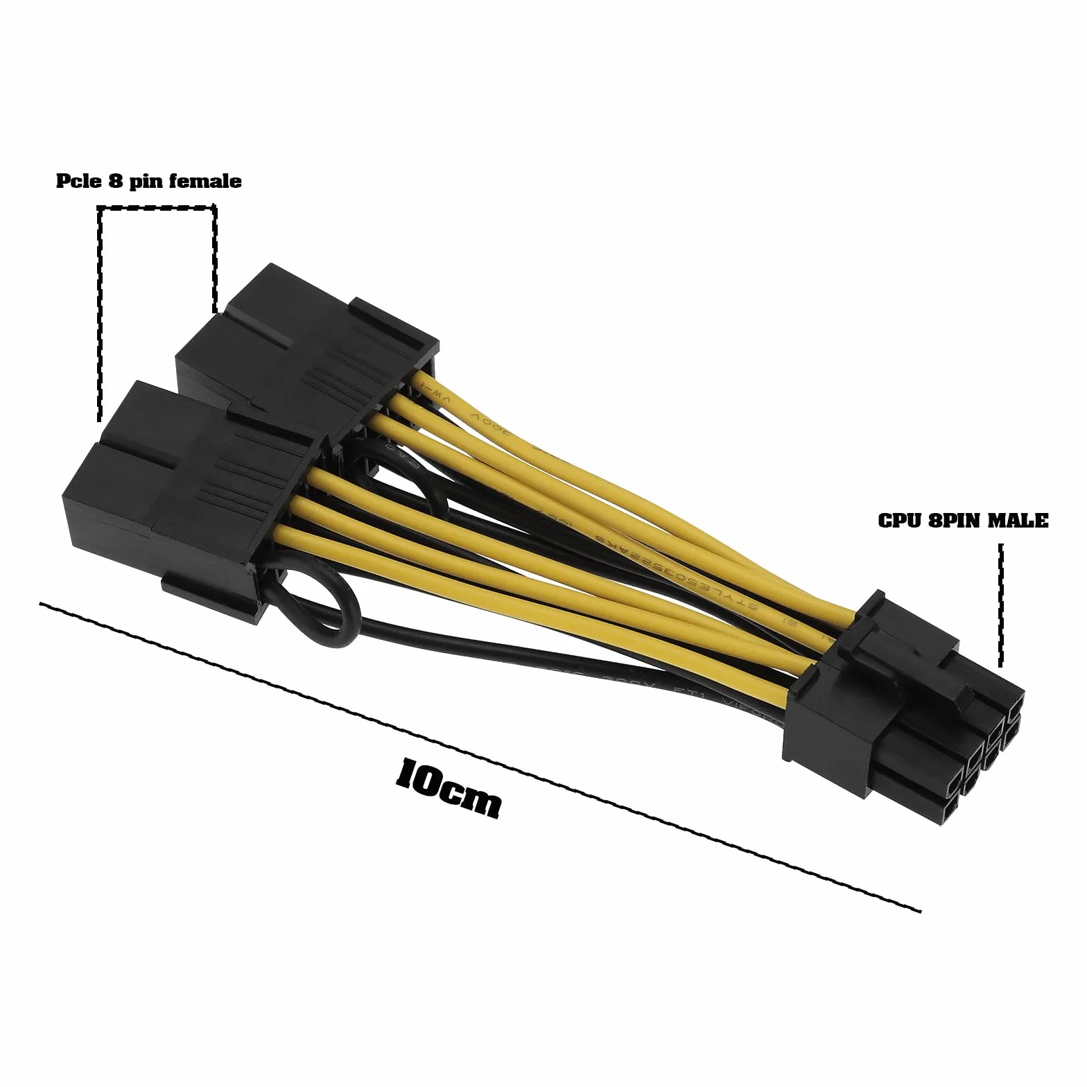 2 szt. Kabel zasilający karty graficznej 18AWG cynowana miedź procesor 8-pinowy męski na podwójny P-CIE 8-pinowy kabel żeński 030-0571-000 kompatybilny z Tesla K80 M40 M60
