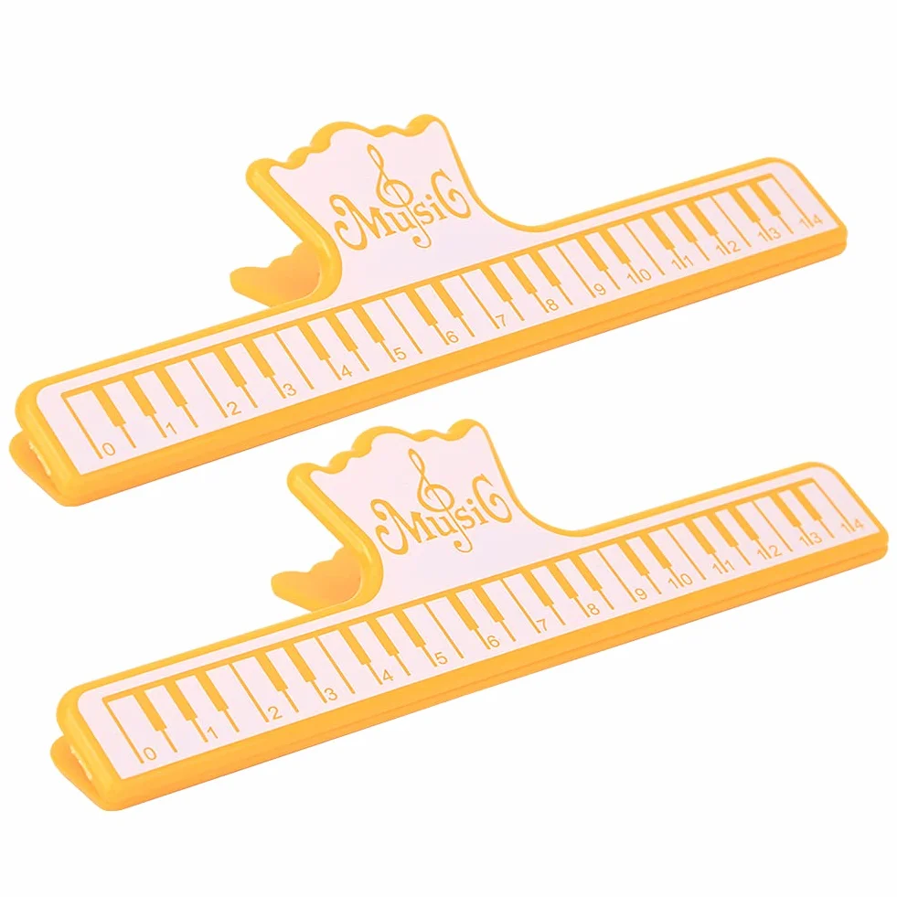 2 szt. Plastikowy Uchwyt na Nuty do Książki Muzycznej, Dobry Pomocnik Przy Grze na Instrumencie, Lekki Wodoodporny Klips (YELLOW)