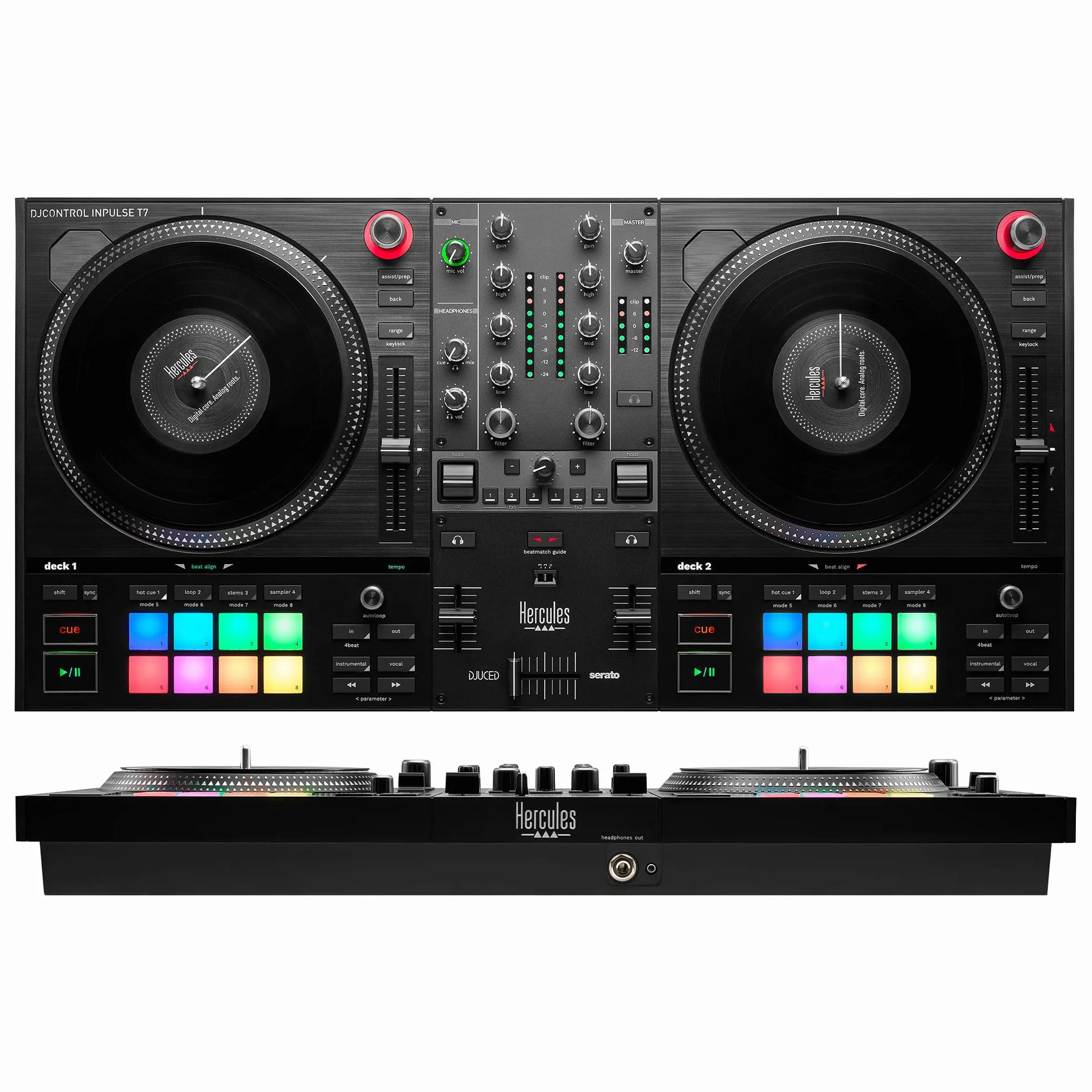 Hercules DJControl Inpulse T7 – Motoryzowany, dwukanałowy kontroler DJ w eleganckiej czerni