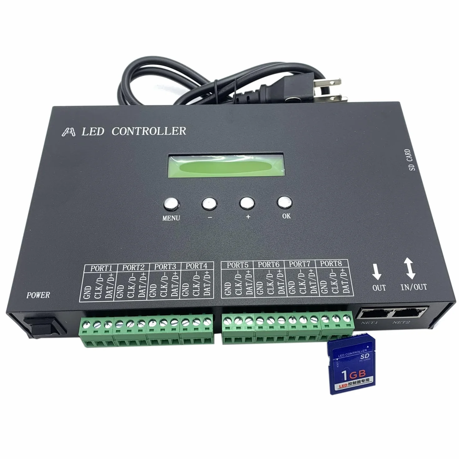 H807SA 8CH Artnet/dmx do spi led pixel controller z kartą SD do ws2811 ws2812b ws2815 ws2813 apa102 taśmy LED