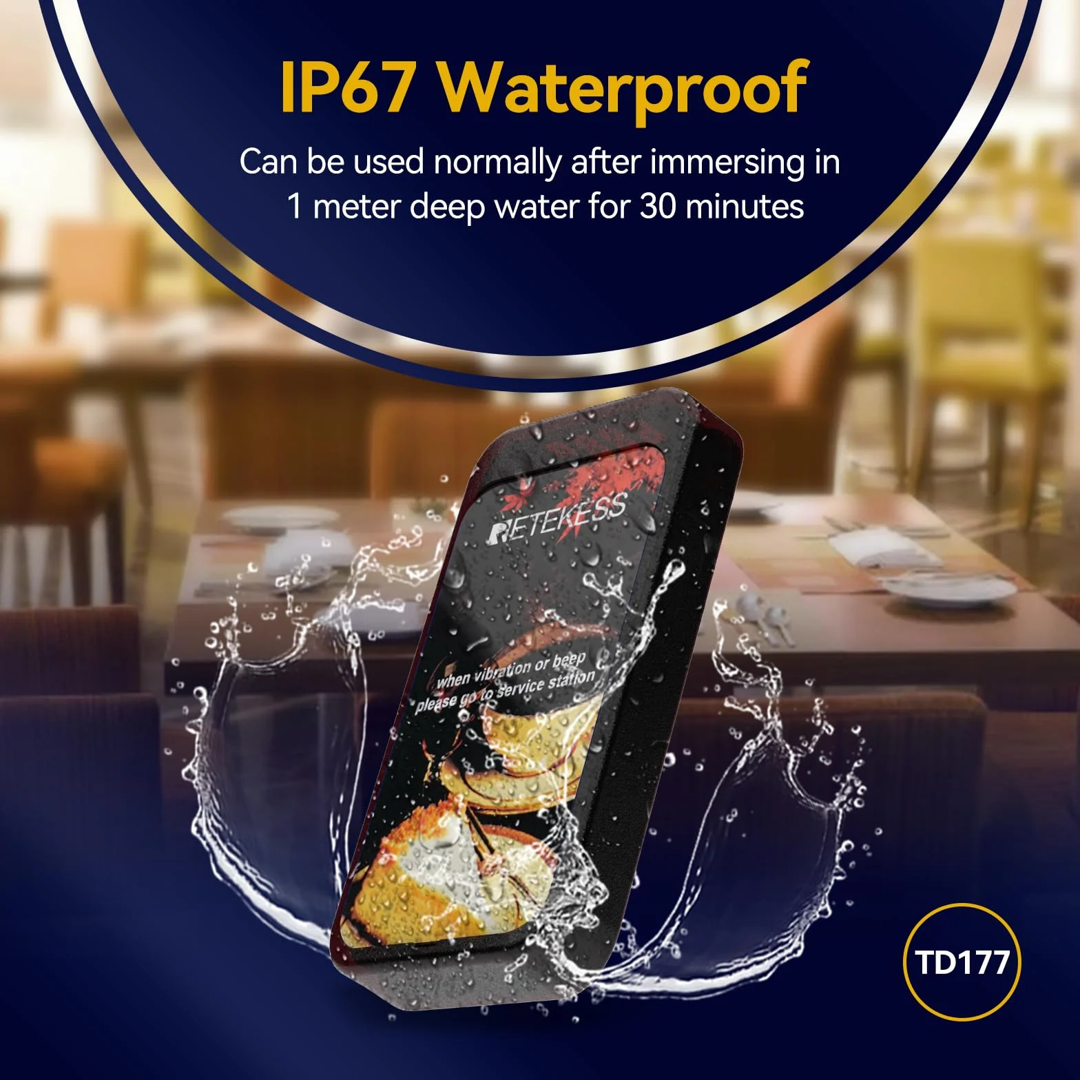 TD177 Retekess Bezprzewodowy system przywoławczy, 20 Buzzer Pagera, 7 Trybów Wywoływania, Parowanie Jednym Przyciskiem, Alarm Poza Zasięgiem, Odliczanie Czasu Obsługi, Pagery Do Restauracji