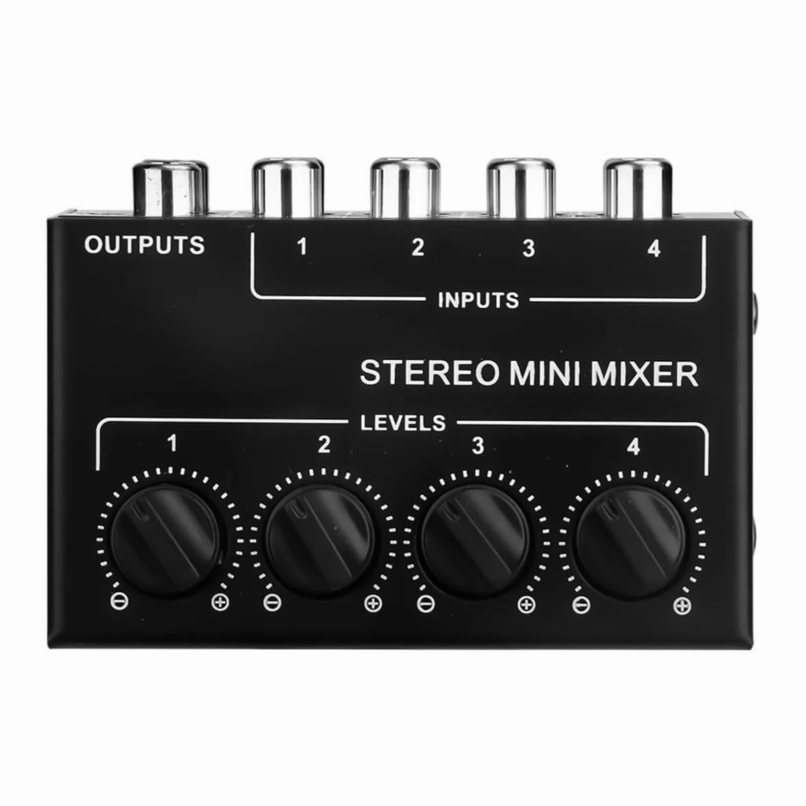 4-kanałowy mikser audio stereo, obsługuje wejście i wyjście RCA, mini pasywny mikser stereo z oddzielnymi regulatorami głośności