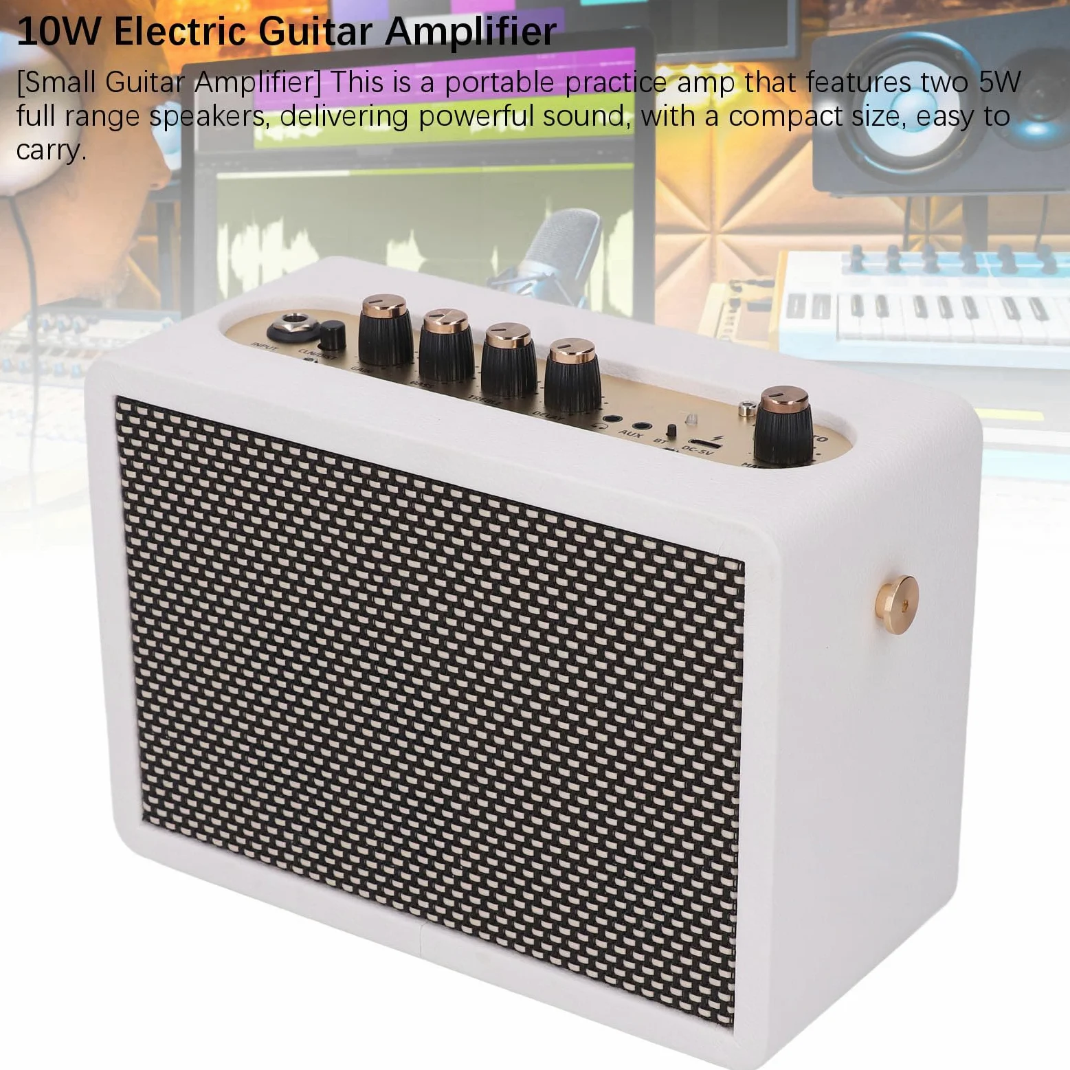 Mały Wzmacniacz Gitarowy, Głośnik do ćwiczeń na Gitarze Elektrycznej o Mocy 10 W z Podwójnym Kanałem Głośnik Gitarowy do Mini Wzmacniacza Gitarowego