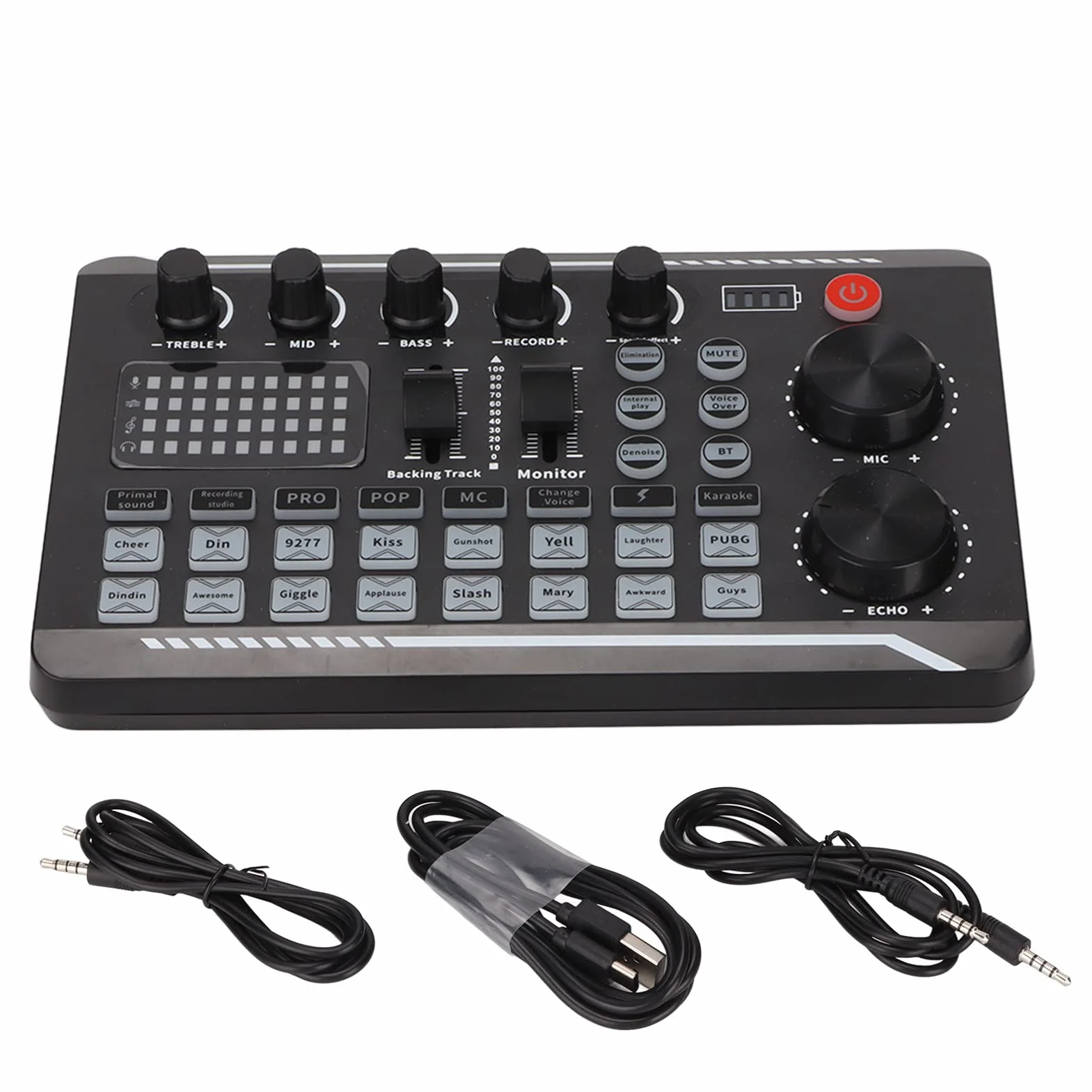 Zewnętrzna Karta Dźwiękowa, Adapter Audio USB Karta Dźwiękowa na żywo Mikser DJ Sprzęt do Podcastów 16 Bitów 44,1 KHz Dwukanałowy Wielofunkcyjny, do Karaoke, Elektro, Zmiany Głosu, Krzyków, Popularne