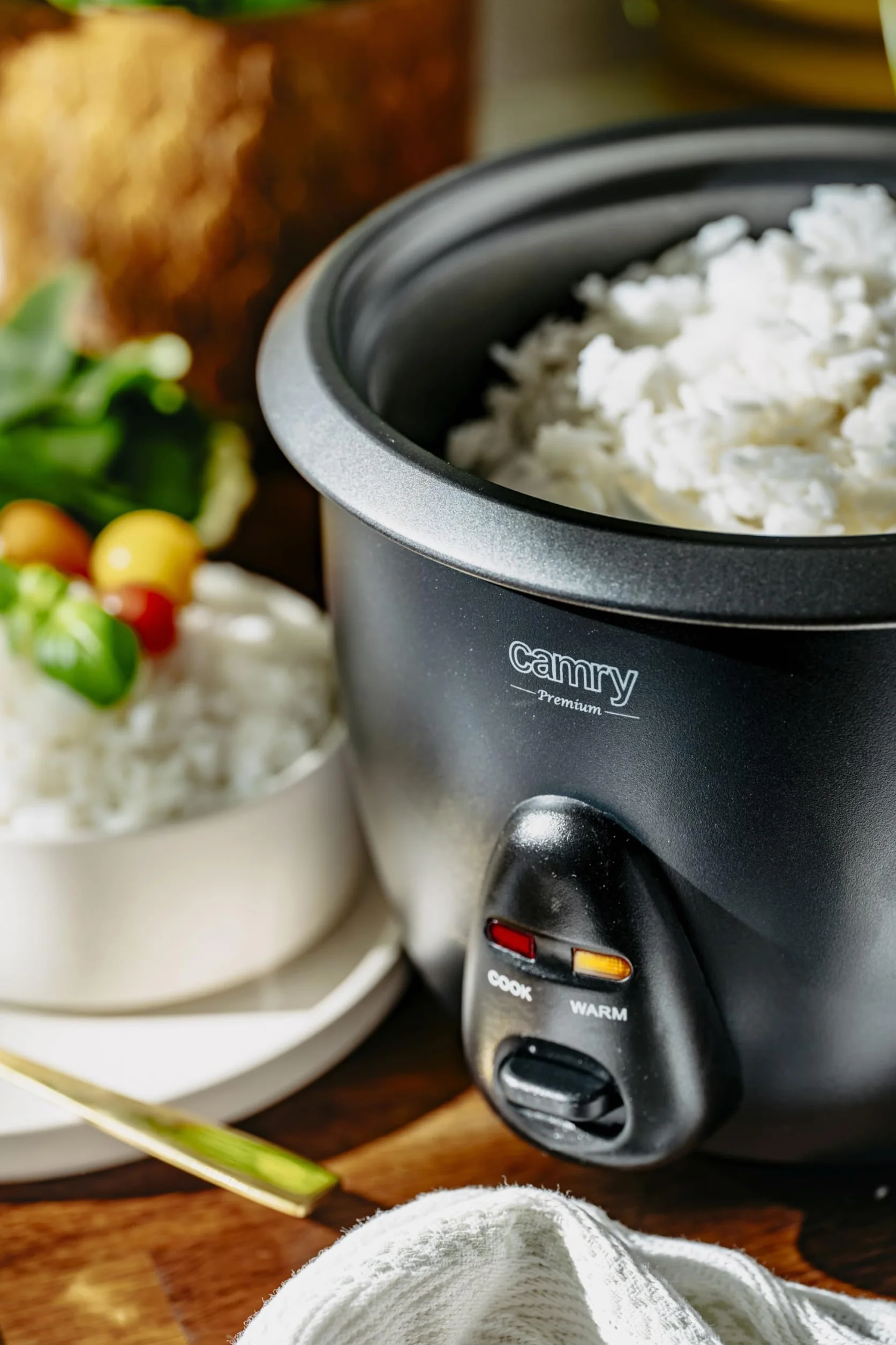 CAMRY PREMIUM Garnek do Gotowania Ryżu CR6419, 1L, 400W, Nieprzywierająca Powłoka, Podtrzymywanie Ciepła, Szklana Pokrywka, Antypoślizgowe Nóżki