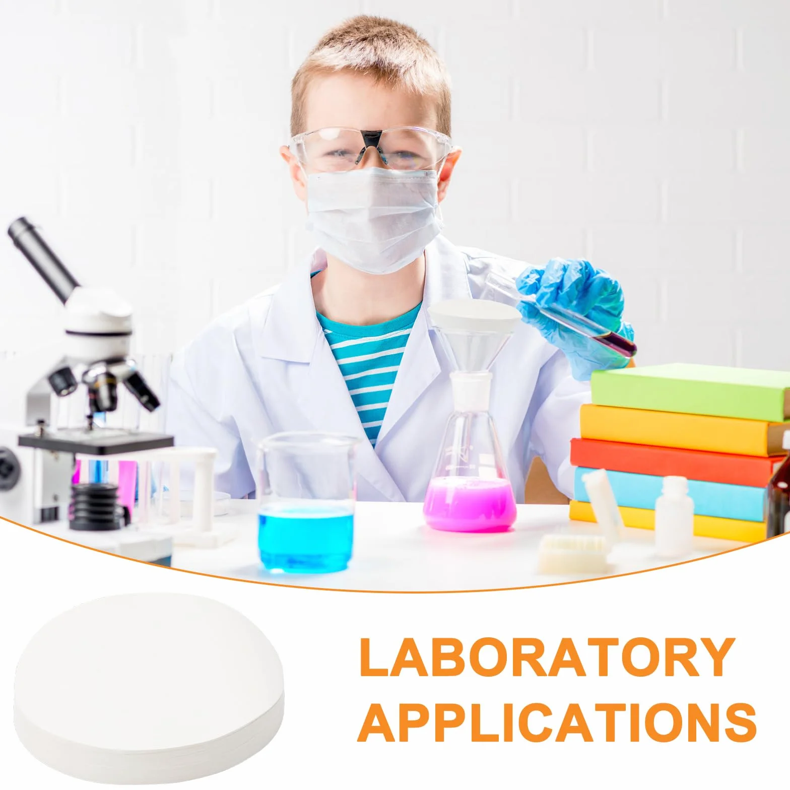 100 sztuk papieru filtracyjnego okrągłego białego, jakościowe papiery laboratoryjne, z umiarkowaną prędkością przepływu, do zastosowań laboratoryjnych, chemicznych, testów przemysłu naftowego (12,5 cm
