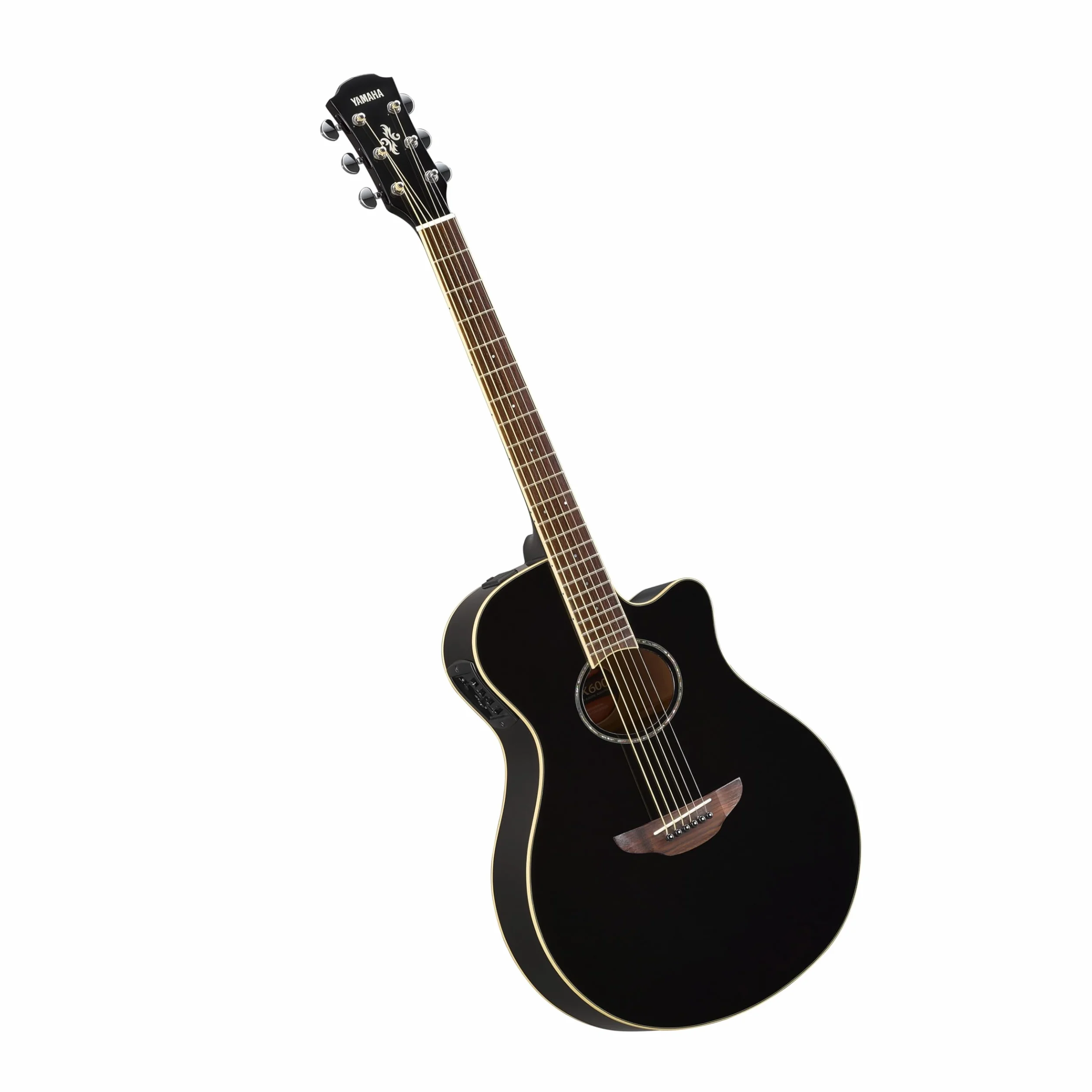 YAMAHA APX600 Electro-Acoustic Guitar – Slim Thinline Body, 25” Scale, System65 Pickup, 3-Band EQ, Built-In Tuner, Oval Soundhole – Black