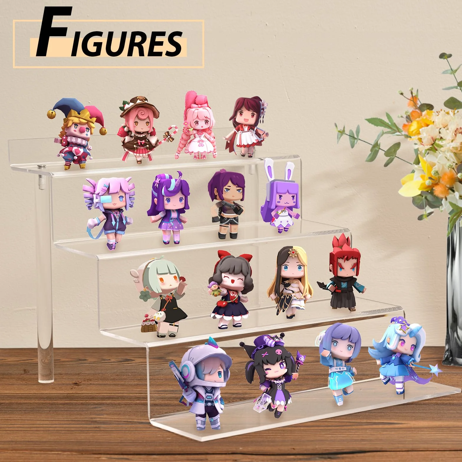 Stojak akrylowy, 4-poziomowy stojak na perfumy, mały, stojak wystawowy, schody, półka na perfumy, blat stołu, przezroczysty akrylowy wyświetlacz do figurek Funko Pop, babeczek, deserów