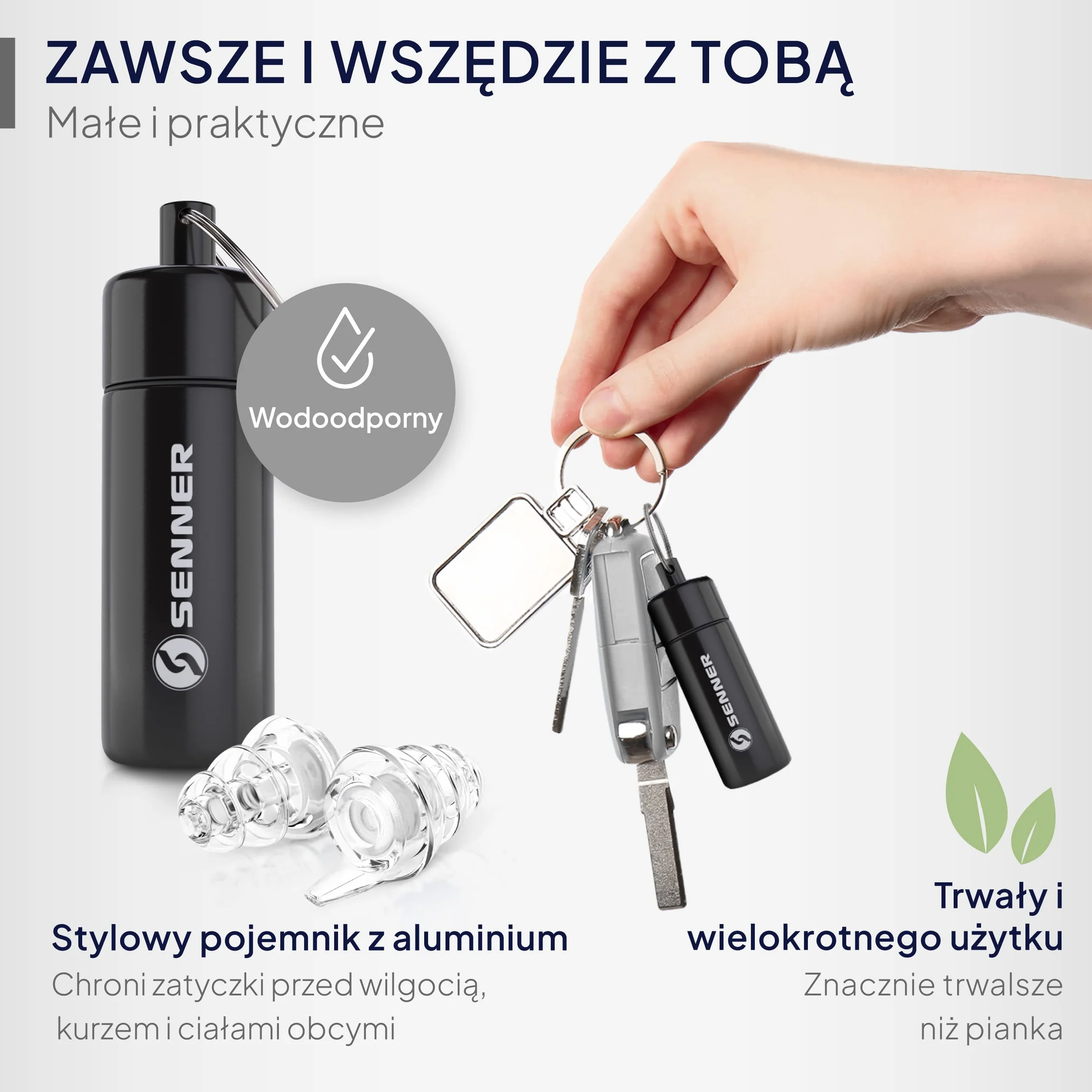 Senner MusicPro - ochronniki słuchu na festiwale, koncerty i dyskoteki, aluminiowy pojemnik, przezroczysty/przezroczysty - zatyczki do uszu/ochrony słuchu dorośli