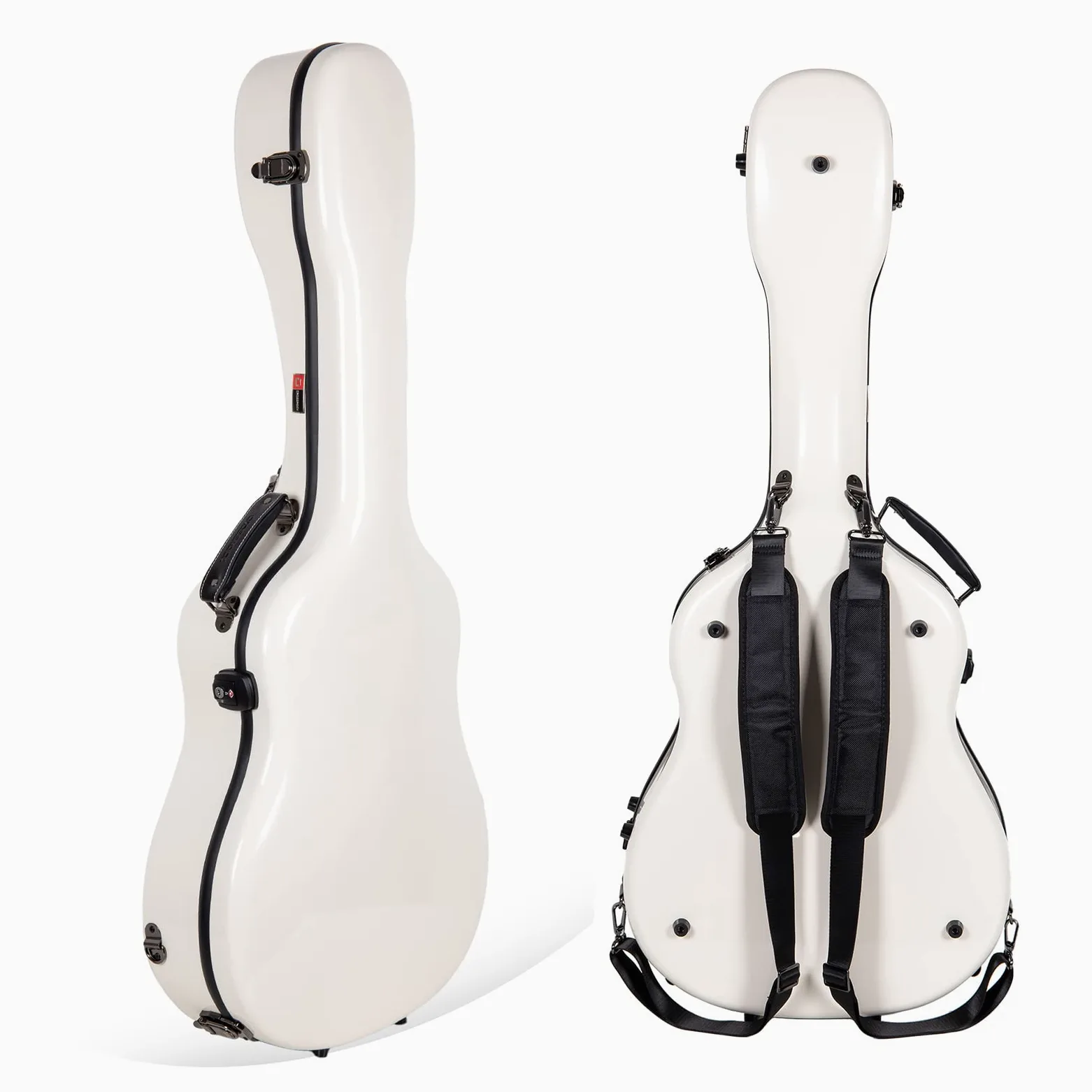 Crossrock Walizka na gitarę akustyczną Dreadnought z włókna szklanego – pasuje do Gibson J45, autora piosenek, Southern Jumbo, Dove i Hummingbird – mleczna biel