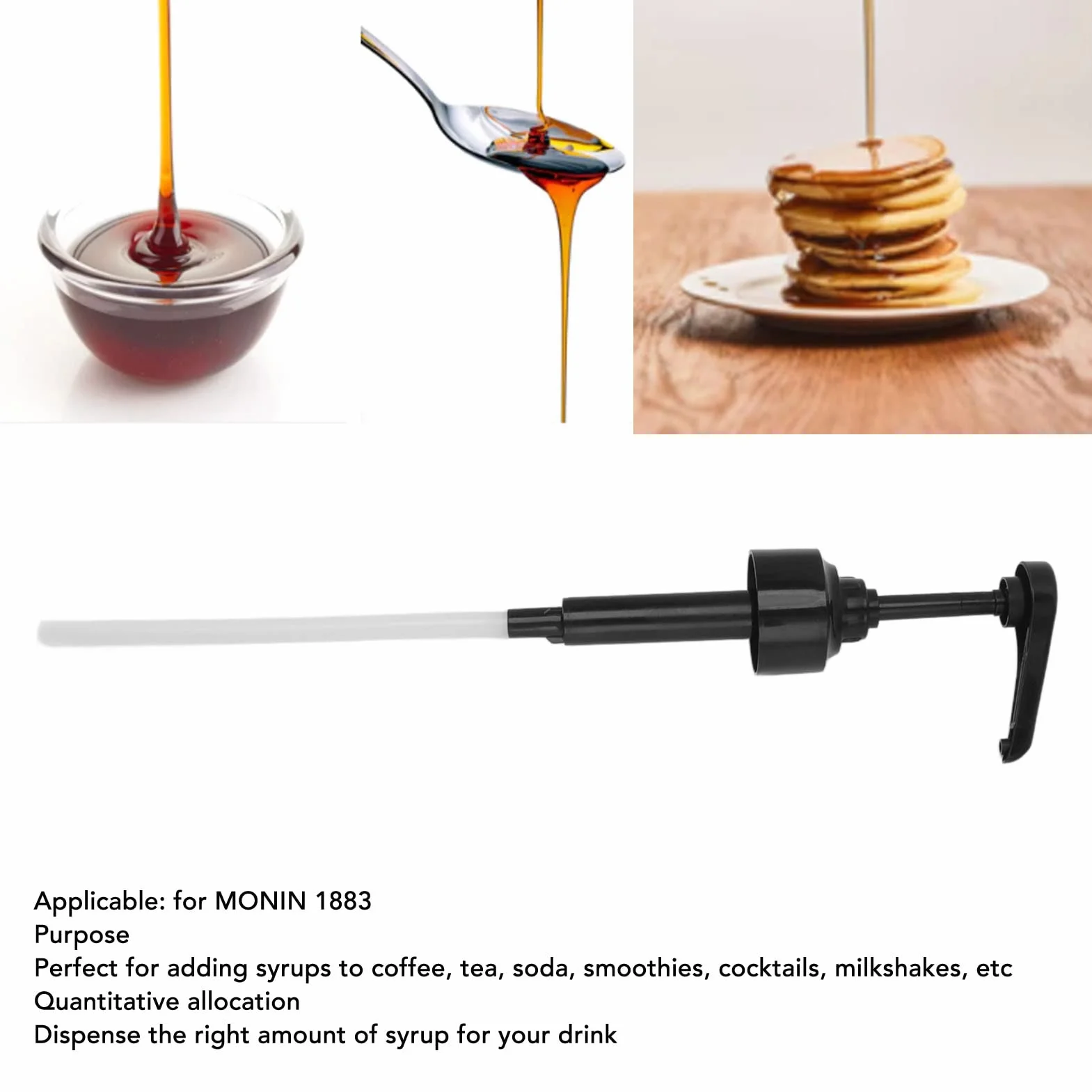 Dysza z pompką do Syropu 1883, 8 Ml, Pompka do Butelki z Sosem do Dystrybucji Ilościowej, Kompatybilna z butelką do Syropu 1883 i butelką do Sosu Dżemowego (Czarny)