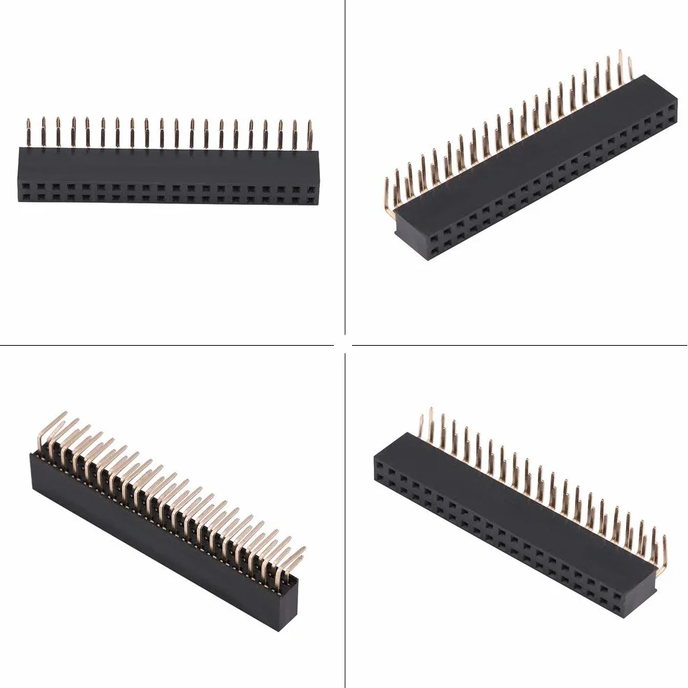 3 Sztuk 2.54mm 2x20 Pin żeński Dwurzędowy żeński Nagłówek Kątowy 4 Nagłówek Listwy Pinowe Złącze Płytka Drukowana Dwurzędowe Gniazdo Kątowe do Prototypowej Tarczy