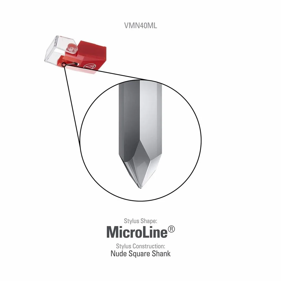 Audio Technica VMN40ML MicroLine Stylus works with VM540ML, VM740ML Phono Cartridges (Red)