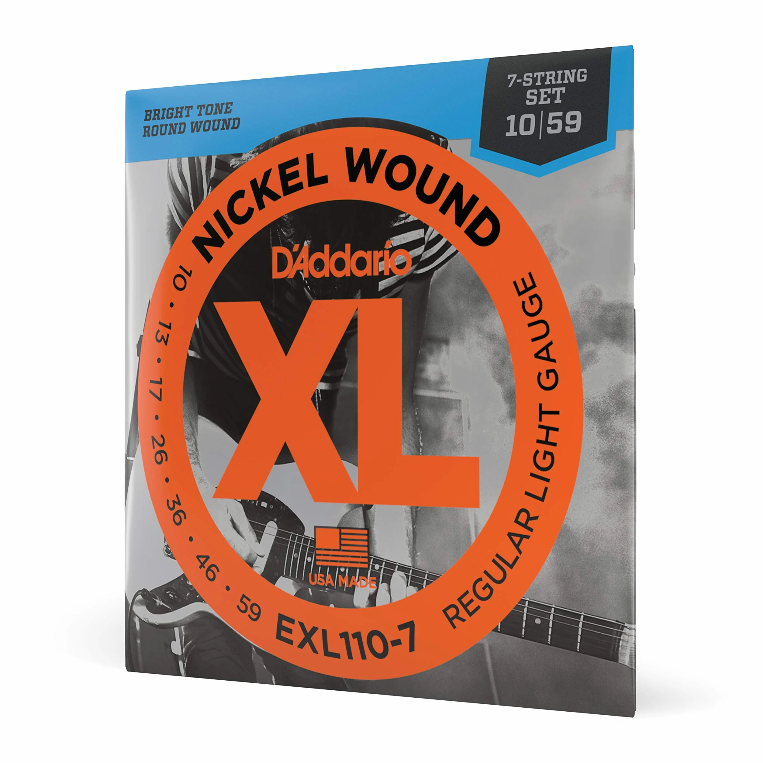 Struny do gitary elektrycznej D'Addario EXL110-7 7-strunowe niklowane, zwykłe, 10-59