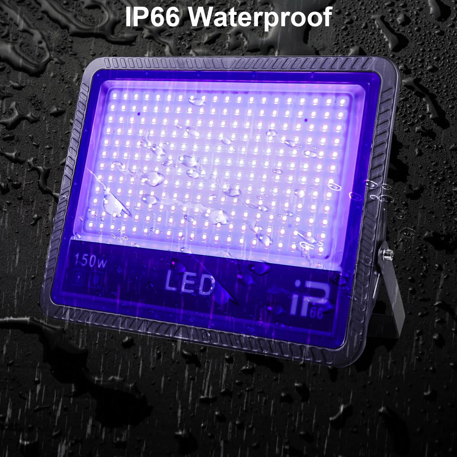 Reflektor LED z czarnym światłem, 1 sztuka 150 W UV czarne światło, IP66, reflektor UV, czarne światło na imprezę, Halloween, graffiti, dyskotekę, wydarzenia na świeżym powietrzu (285 x 240 x 50 mm)