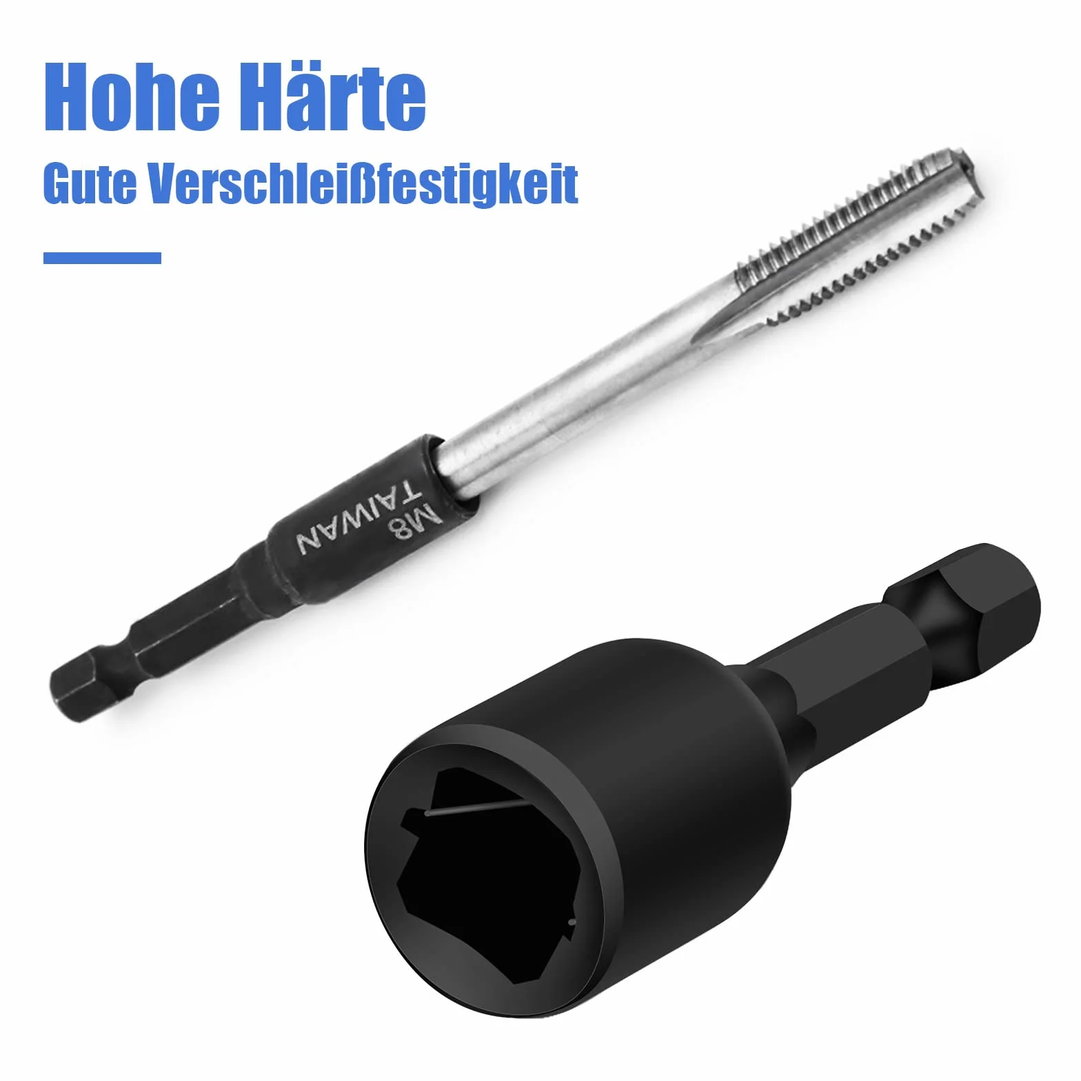 8 szt. adapter do gwintownika, M4-M16 1/4 cala, sześciokątny trzpień maszynowy, czworokątny adapter do wiertarki