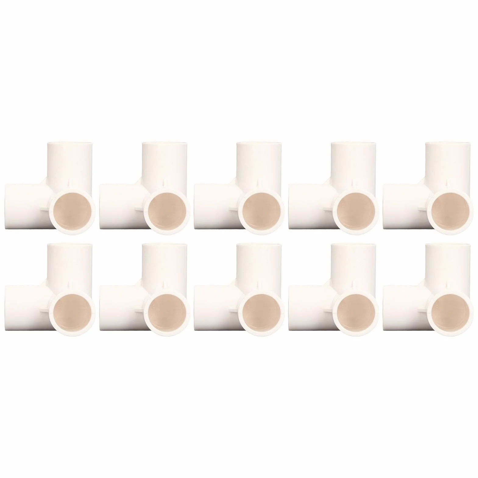 3 Way PVC Pipe Fittings | 10PCS 25mm Tee Elbow Connector | 90 Degree Corner Fitting for Furniture/Greenhouse/Water Pipes | Sturdy Plastic (White)