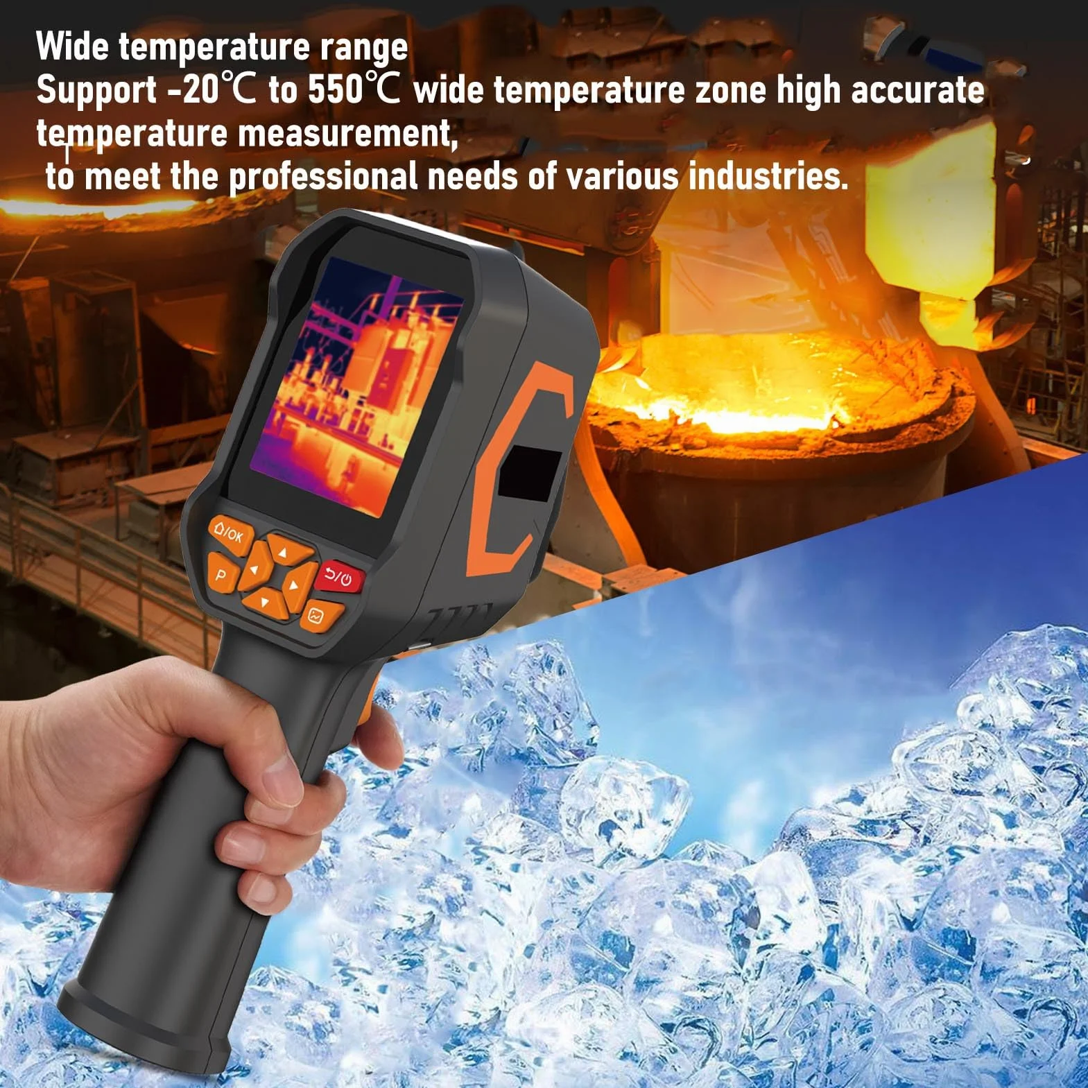 Topiky Handheld Termiczna Kamera Termiczna, Kamera do Obrazowania Termicznego, Obraz Termiczny w Podczerwieni, -20 ° C do 550 ° C 8 GB Storage 25 Hz Ramina Klatek na Poziom
