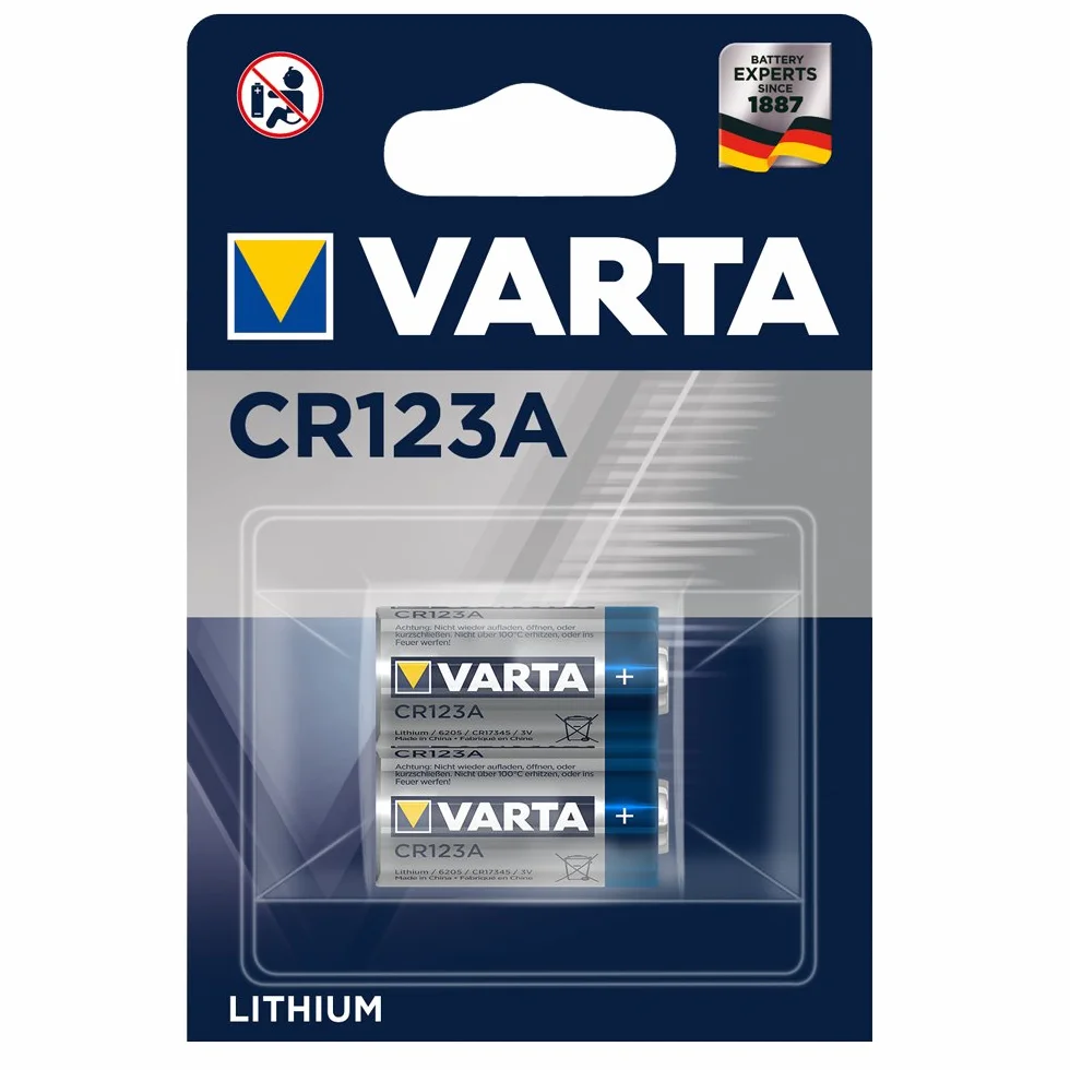 Varta CR123A Bateria Jednorazowa, Srebrny, 2 sztuki x CR123A