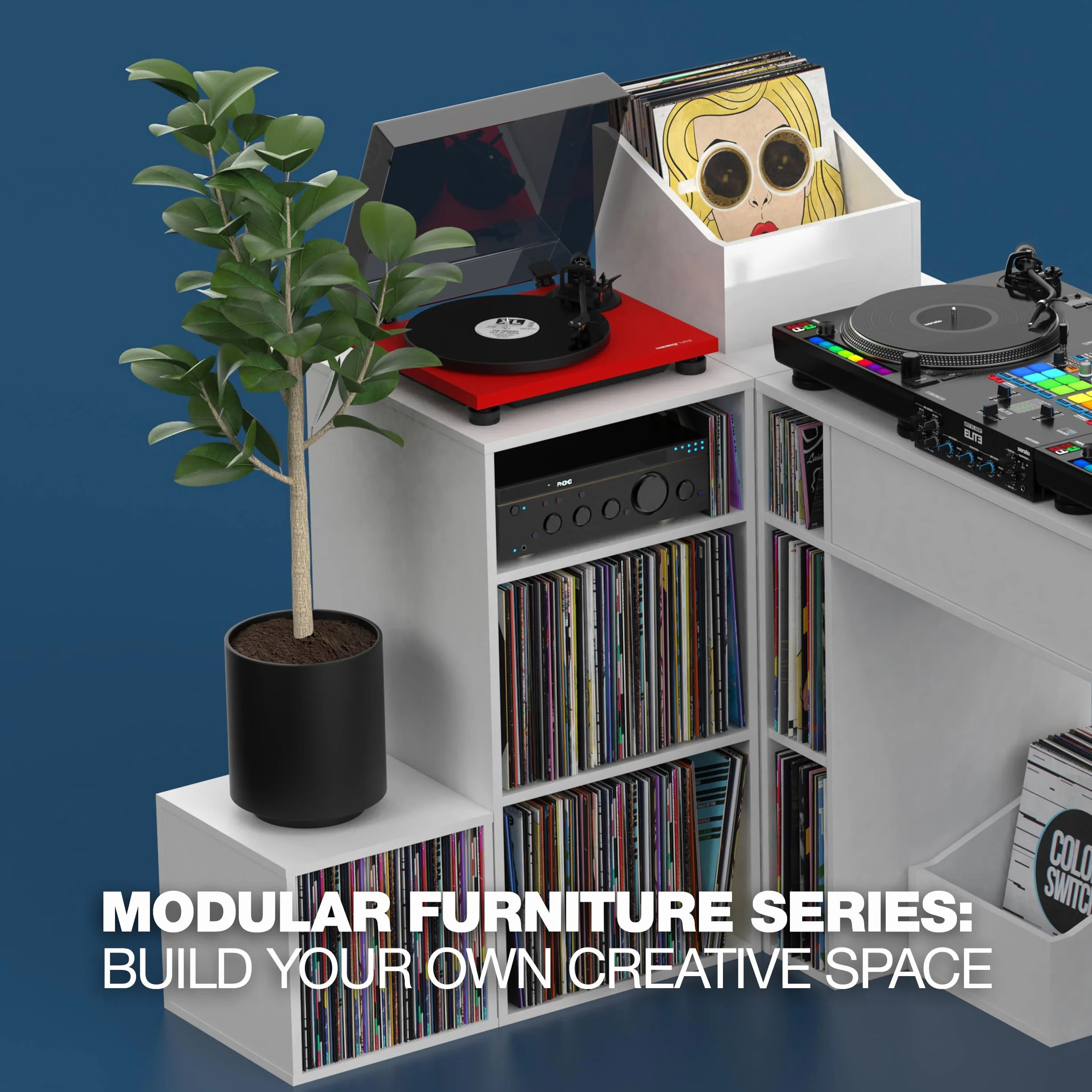 Glorious Modular Mix Rack White - Przechowywanie płyt winylowych