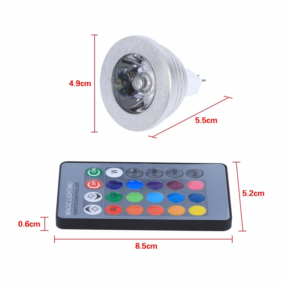 Marhynchus MR16 3W RGB LED LAMPREN LAMPREN 12V-24 V z Zdalnym Sterowaniem dla Słupka Początkowego, ściemniacza RGB Reflight