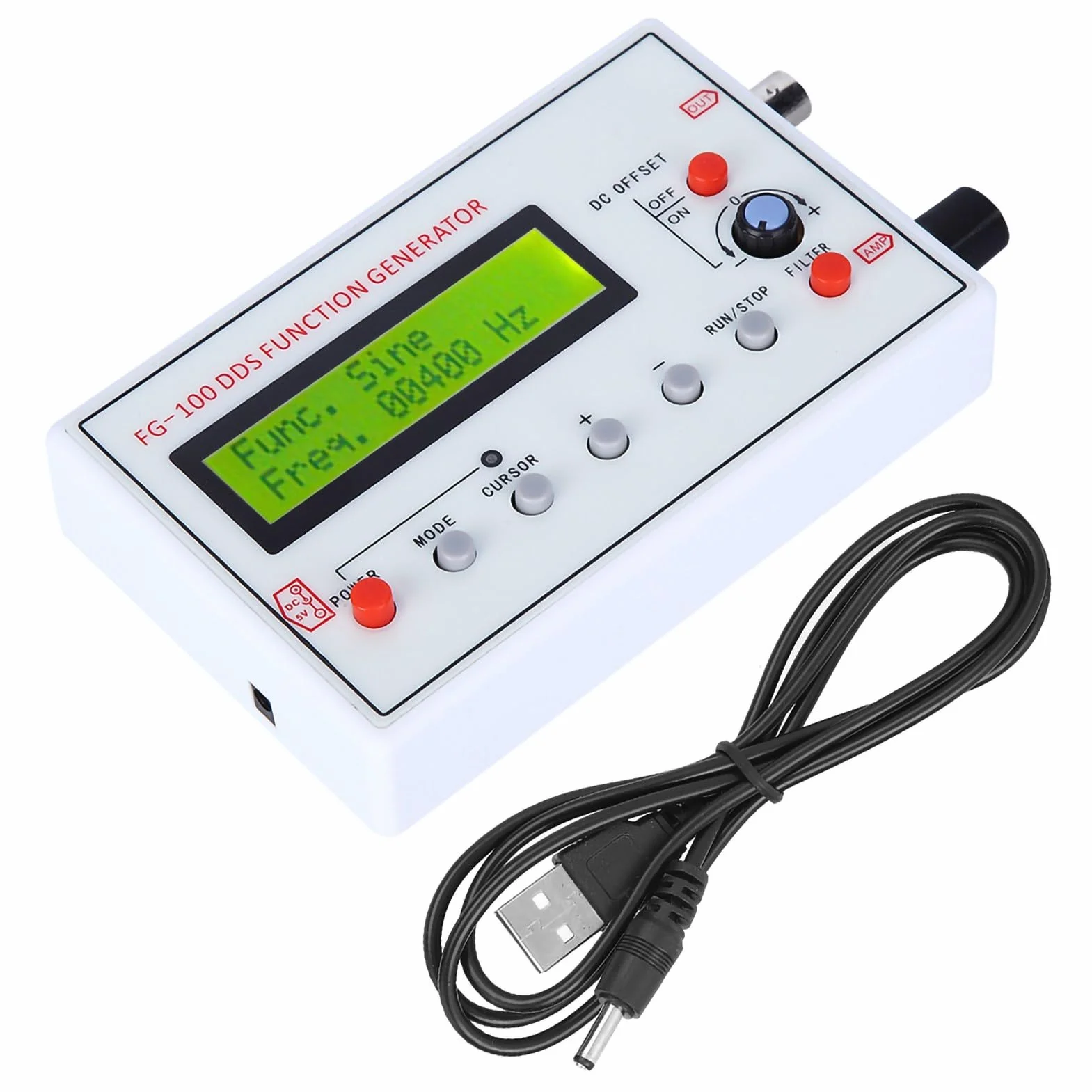 FG-100 Generator Funkcyjny DDS 1HZ-500KHz Generator Sygnału Funkcjonalnego Licznik Stabilna częstotliwość Sinusoidalny Trójkąt Kwadratowy Przebieg Piłokształtny