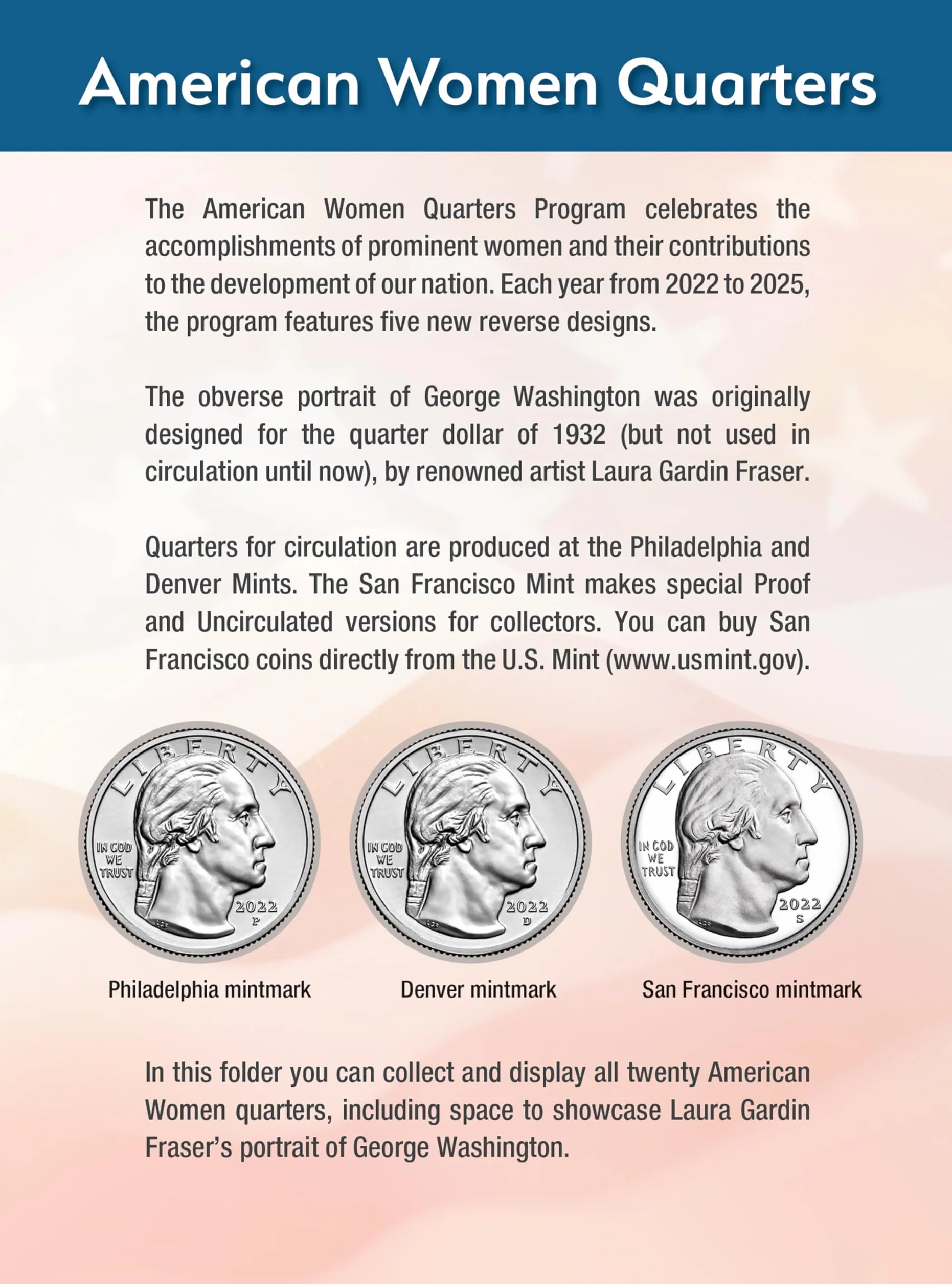 Folder, American Women 2022-25 (Single Mint): Single Mint Folder