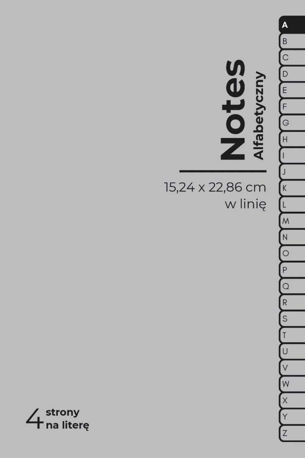 Notes Alfabetyczny: Zeszyt z Indeksem A-Z do nauki słówek, na hasła, przepisy i adresy - (15,24 x 22,86 cm - w linię - 4 strony na literę)