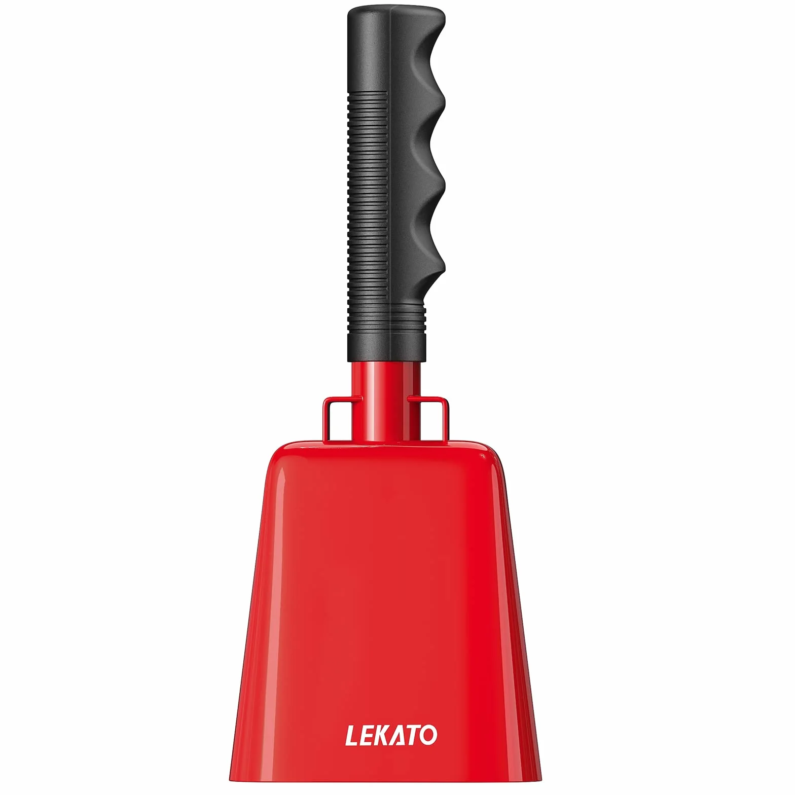 Cowbell 1 szt., stalowy dzwonek krowy 20 cm z uchwytem, dzwonek ręczny na wydarzenia sportowe, mecze piłki nożnej, impreza, farma, dzwonki ręczne perkusyjne instrumenty muzyczne (20 cm, czerwony)