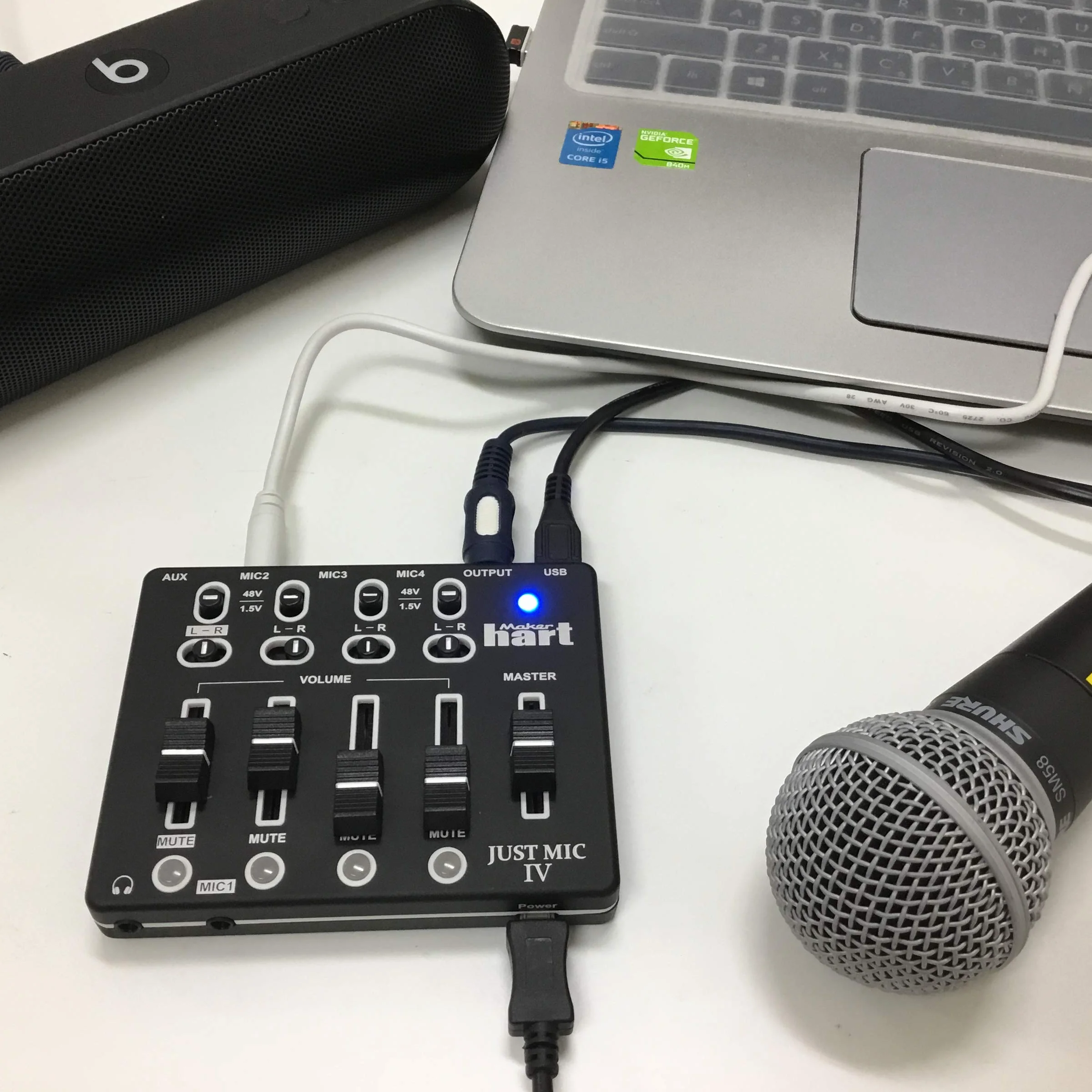 Maker hart Just Mic 4 mini mikser mikrofonowy 4 kanały/przenośne zasilanie fantomowe/interfejs audio