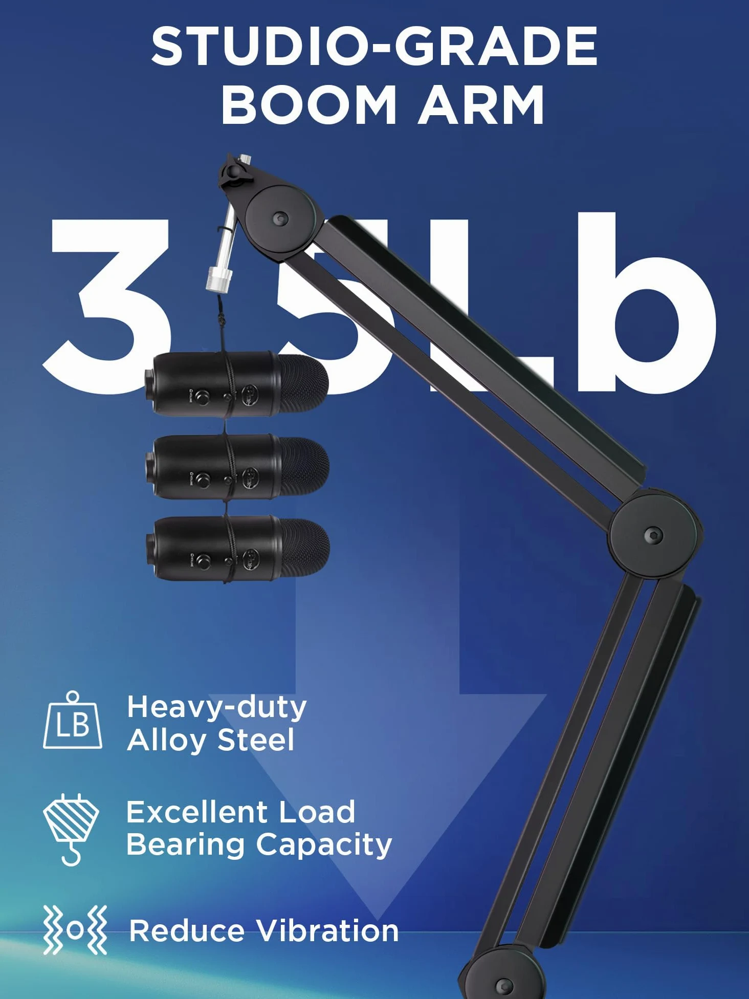 InnoGear Wysięgnik mikrofonowy stojak na mikrofon zarządzanie kablami do Blue Yeti FIFINE AM8 K669B HyperX QuadCast S SoloCast AT2020 Shure SM7B MV7 i innych mikrofonów