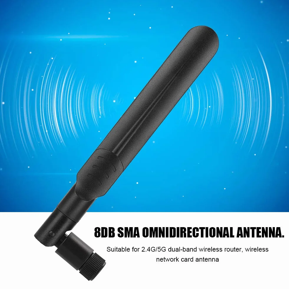 ASHATA Dwuzakresowa antena WiFi, 2,4 GHz 5 GHz 5,8 GHz, 8dBi, RP-SMA żeńska, do bezprzewodowego routera Wi-Fi LAN, kompatybilna z D-LINK, Tenda itp