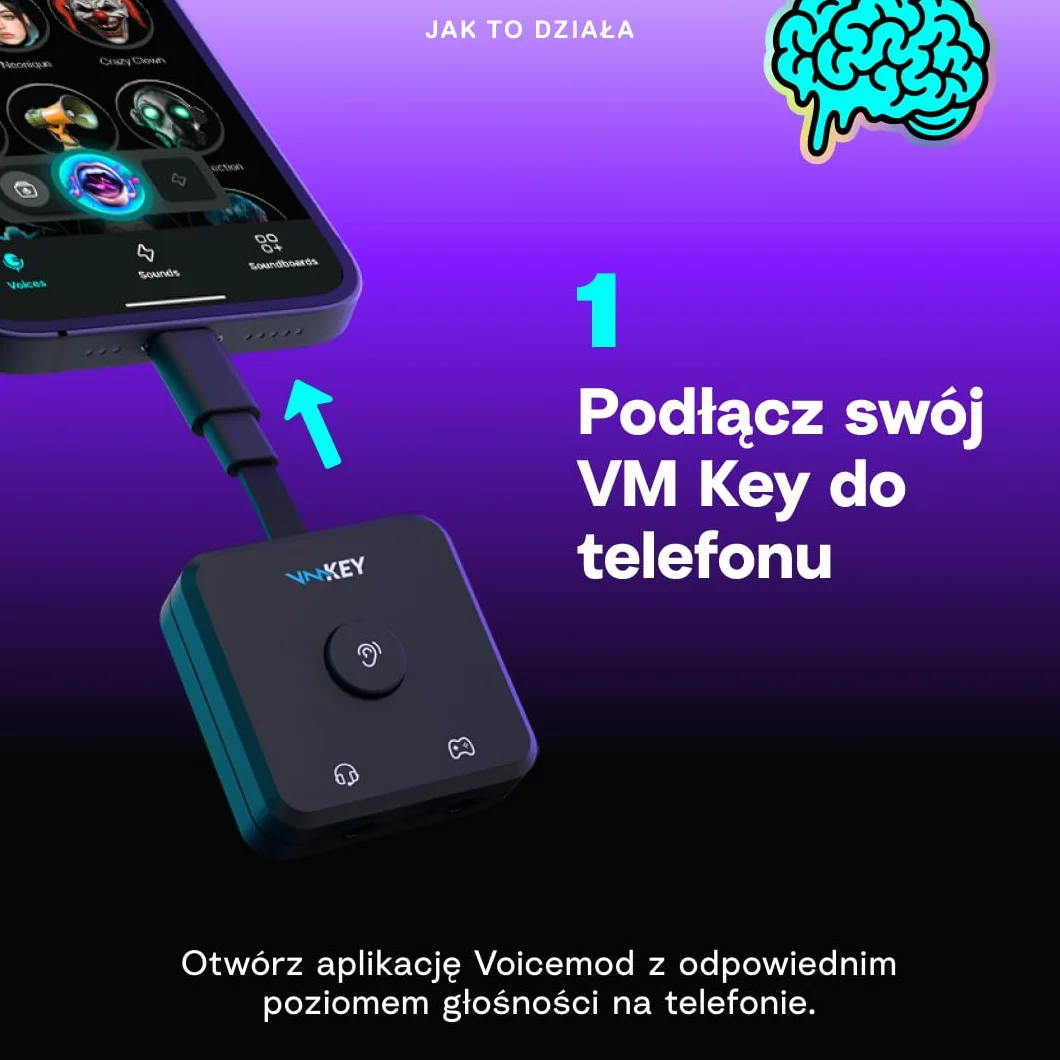 Voicemod Key VMKey Zmieniacz Głosu Soundboard dla Konsol Gamingowych PS5 PS4 XBOX SWITCH2