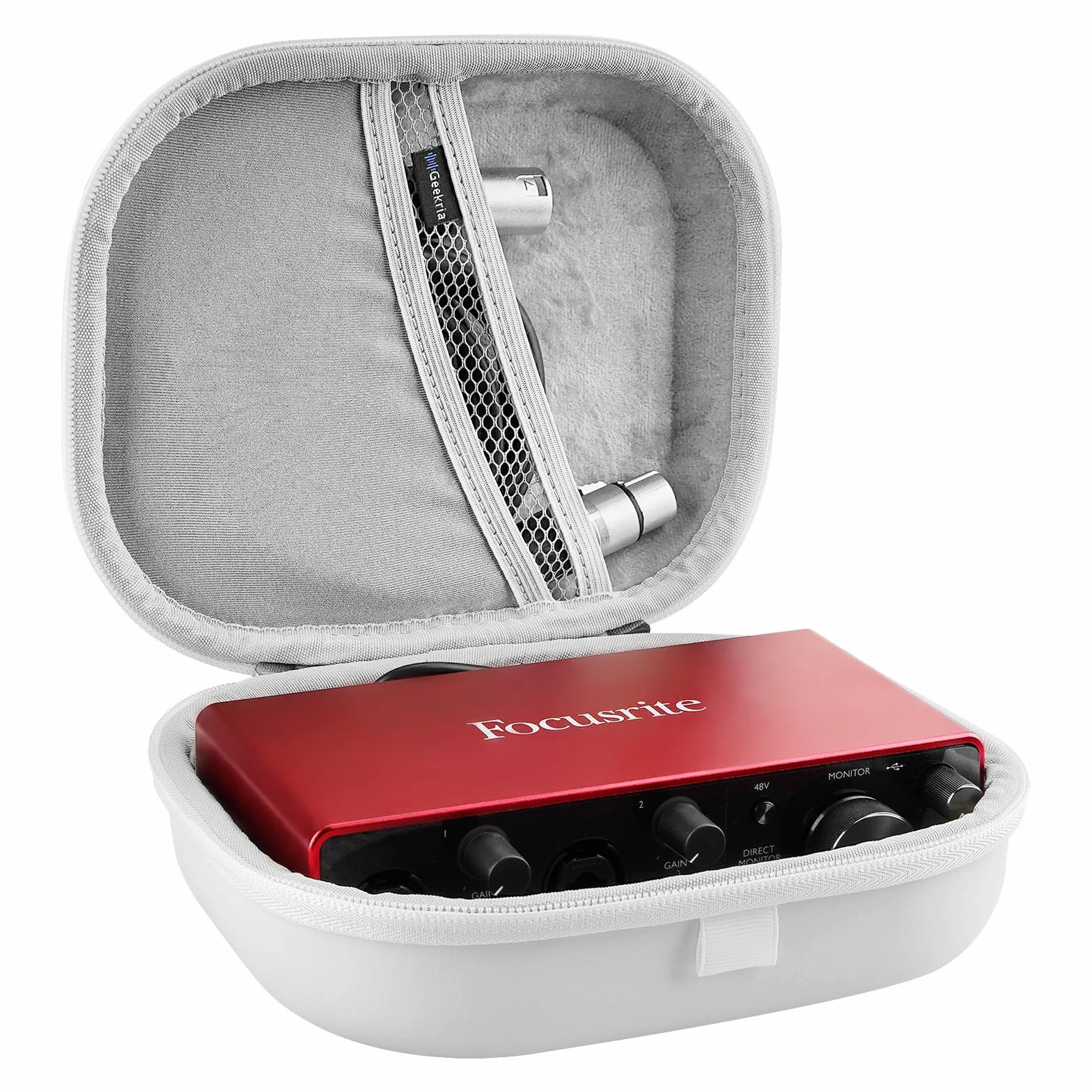 Etui na mikser audio Geekria, kompatybilne z Focusrite Scarlett 2i2 3nd Gen (twarde etui), ochronna walizka z twardą skorupą do podróży (Biały)