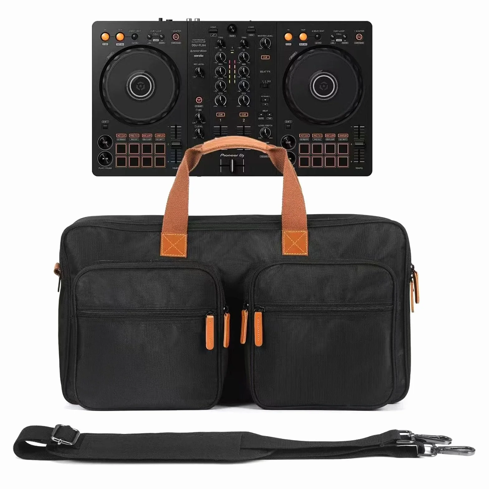 Fockety DJ Controller Case, Worka Kontrolera DJ do DDJ FLX4 SB3 SB2 400 RB, 22x7x11.5in Obudowa z Paskiem na ramię, Torba DJ do Miksera, Kabel DJ