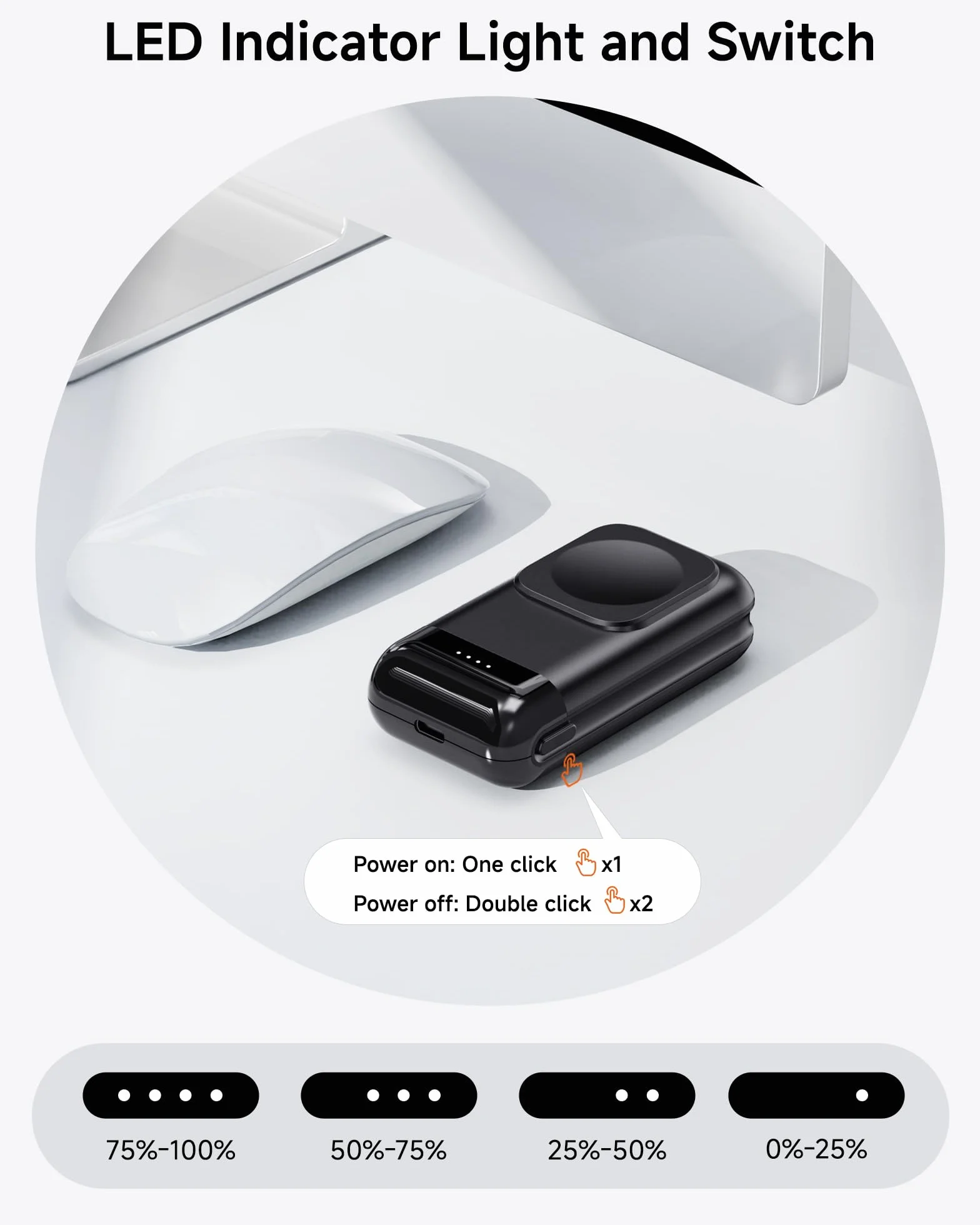 Indukcyjna stacja ładująca dla Samsung Watch 8, 6000 mAh, powerbank, magnetyczna ładowarka, przenośna powerbank z wbudowanym kablem, stacja ładująca Watch 8 Classic/8/Ultra/7/6/5/4/3/Z Flip 7