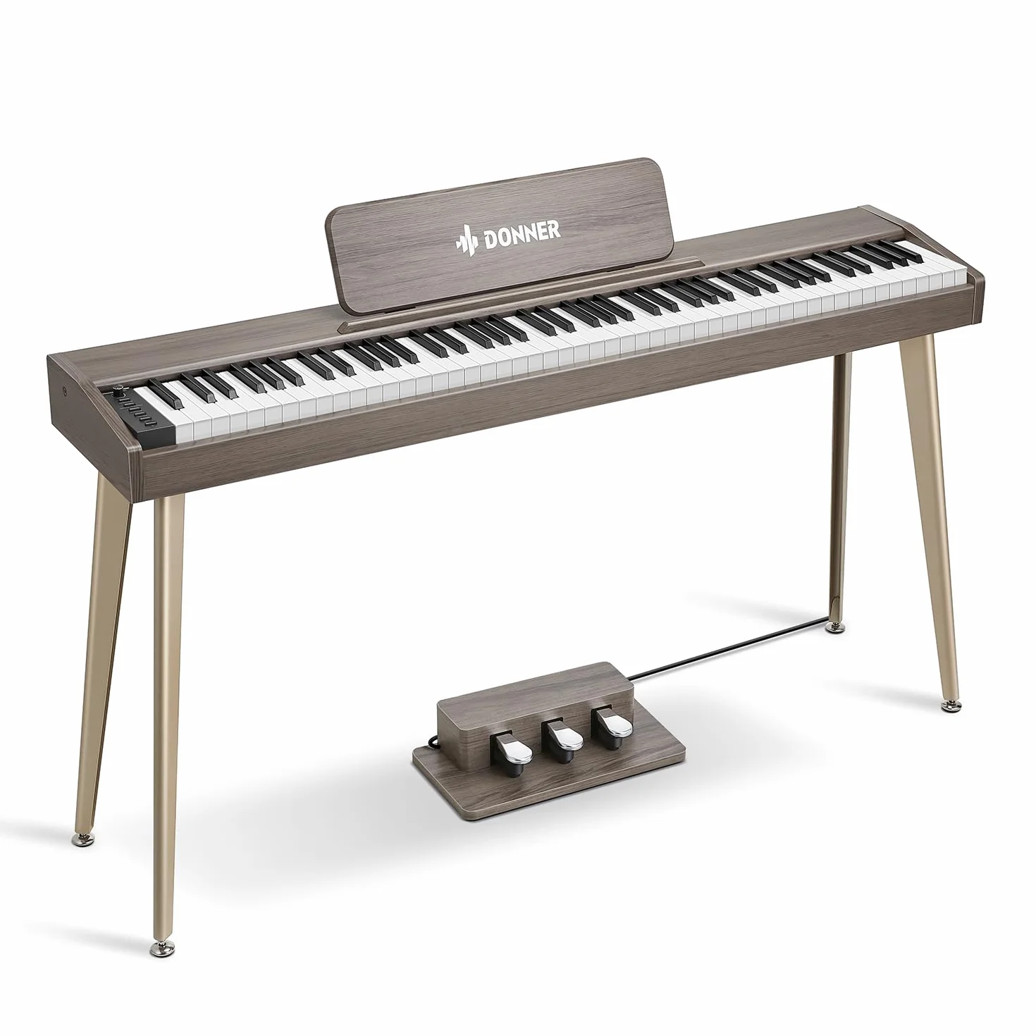 Donner DDP-60 Cyfrowy fortepian z 88 klawiszami dla początkujących, pianino elektryczne z 88 dynamicznymi klawiszami, 128 głosów, 83 rytmy, 8 efektów pogłosu, z 3 pedałami w stylu fortepianu, stojak