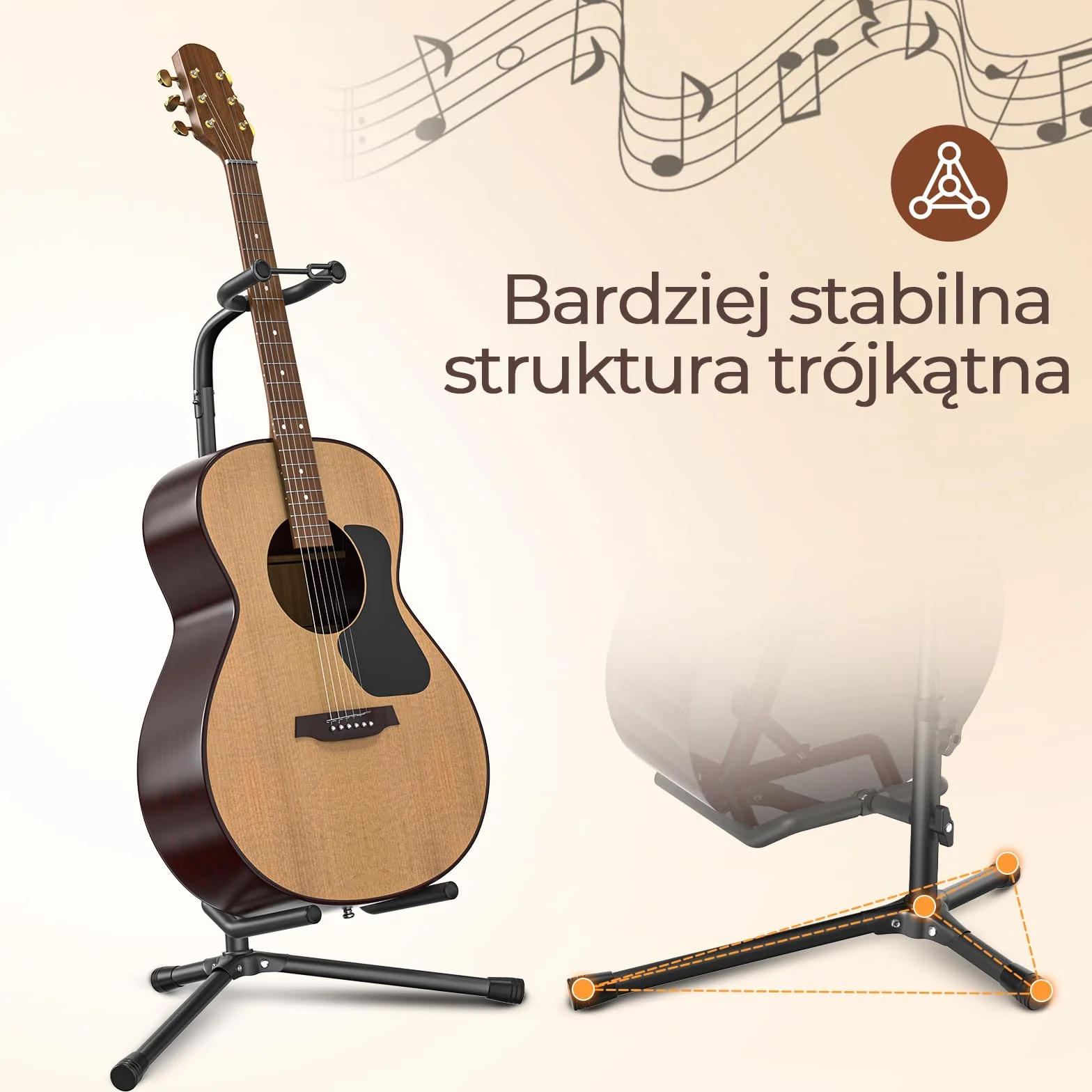 GLEAM Stojak na gitarę – regulowany do gitar elektrycznych, akustycznych i basowych, akcesoria gitarowe