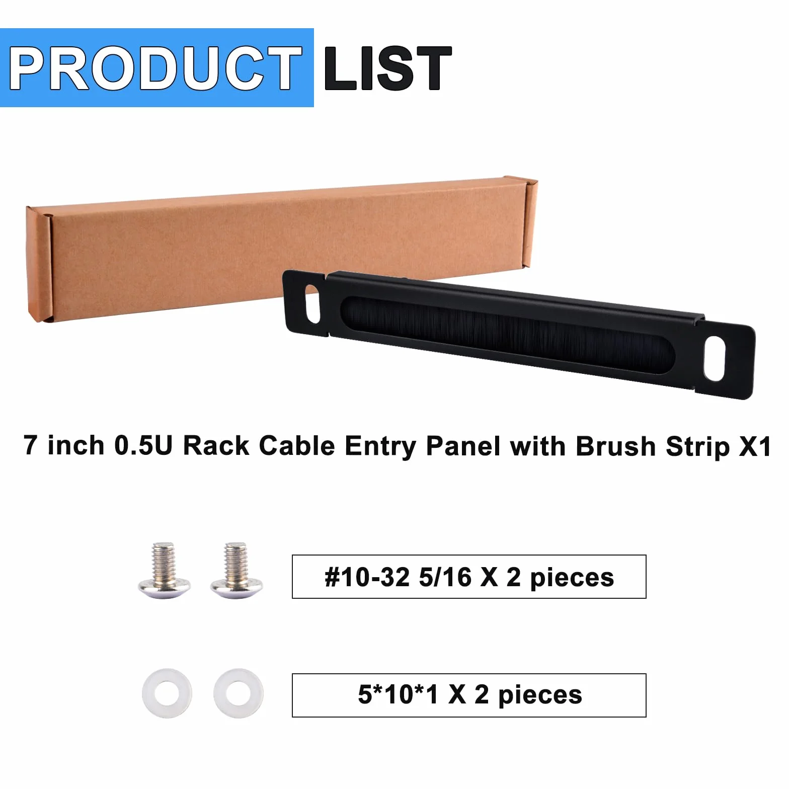 GeeekPi 17,8 cm 0,5U szczotka i panel zarządzania kablami z listwą wejścia do szafy serwerowej DeskPi RackMate TT