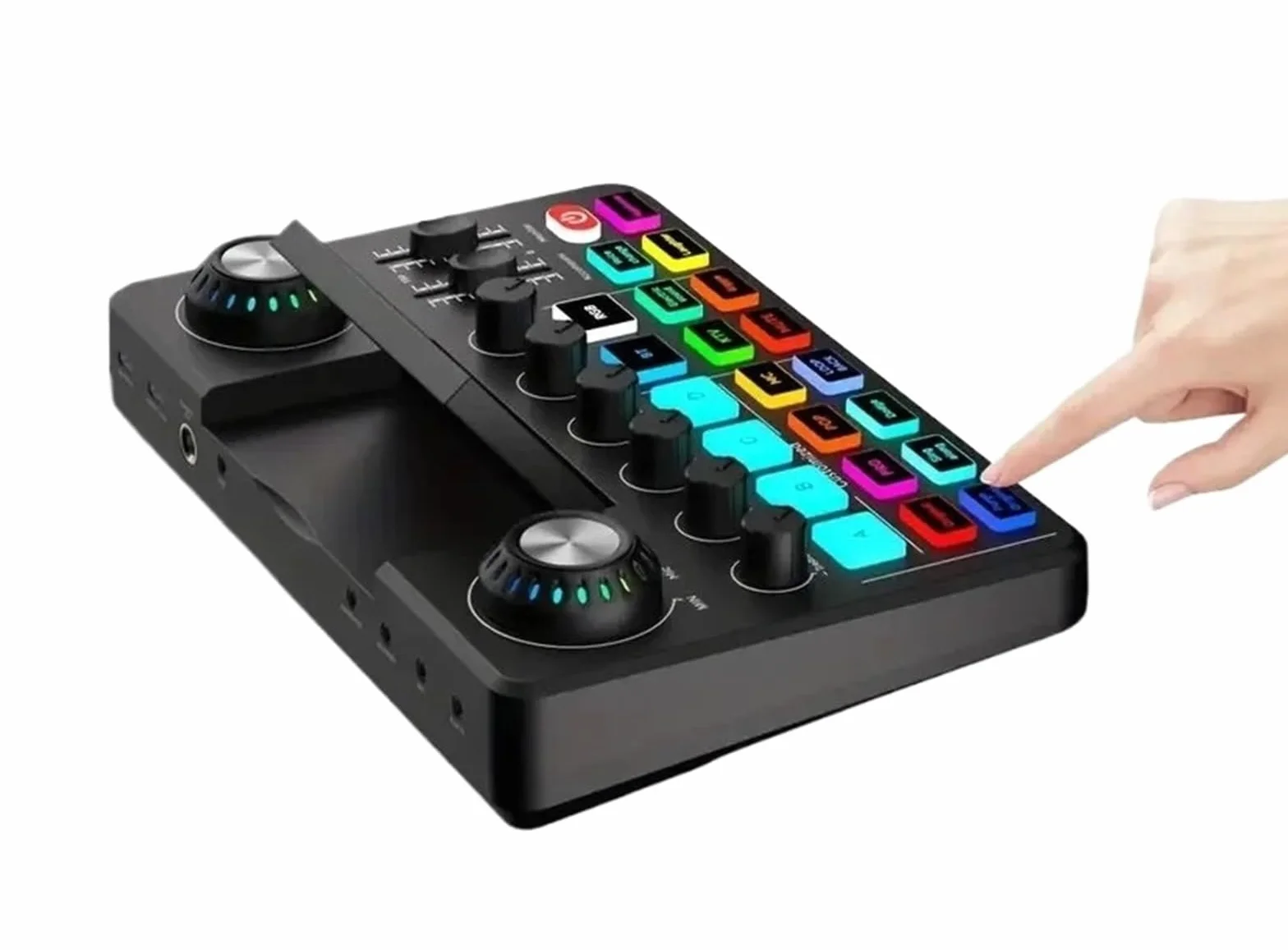 Miksery DJ-skie, Mikser, karta dźwiękowa na żywo z efektami miksera DJ-skiego i zmieniaczem głosu, konsola dźwiękowa z RGB, sprzęt do nagrywania muzyki