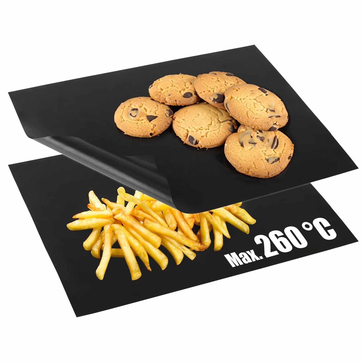 COM-FOUR® 2x Papier do pieczenia wielokrotnego uzytku - do piekarnika do 260°C - folia do pieczenia z obustronna powloka nieprzywierajaca - 33 x 40 cm (czarny)