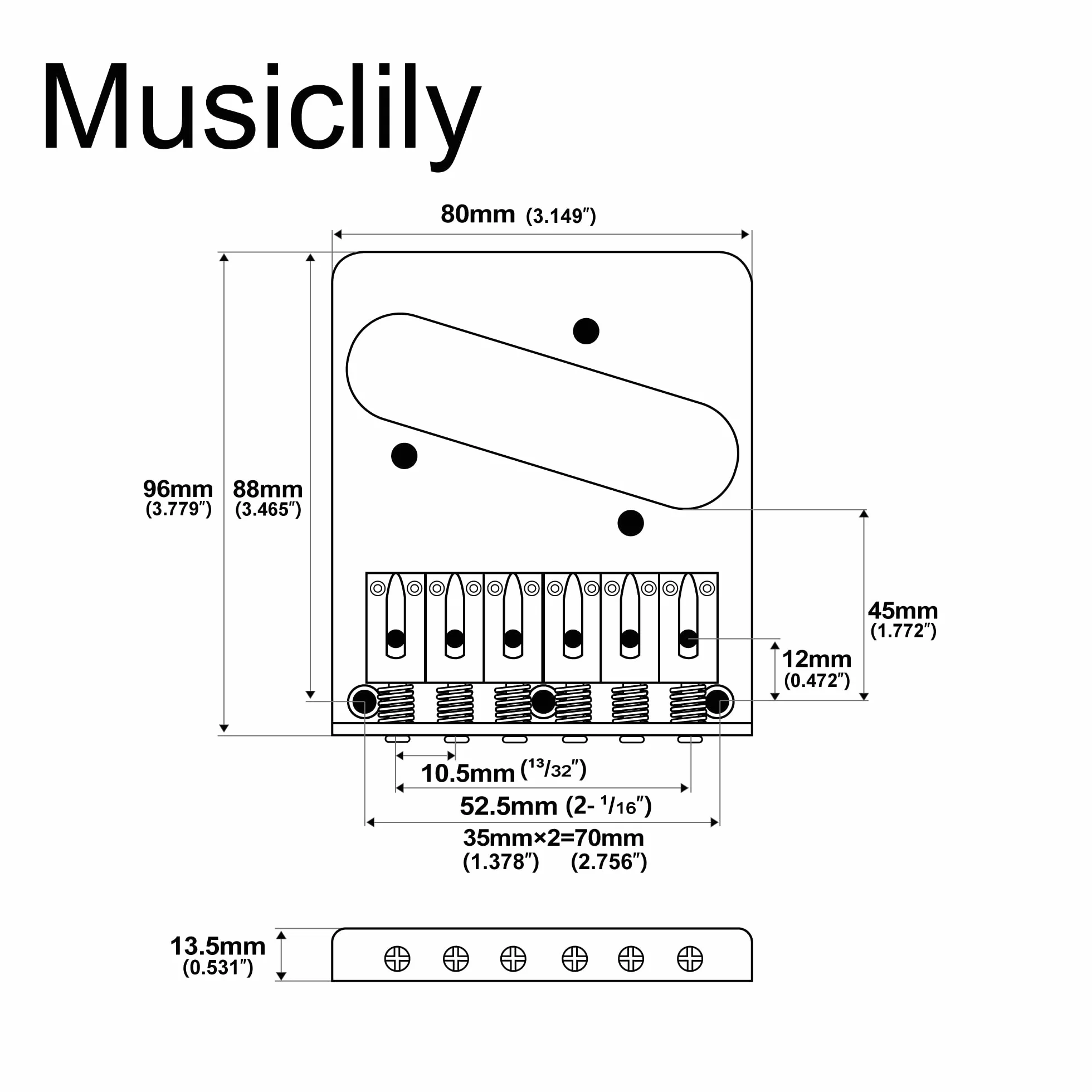 Wilkinson WOT03 Telecaster Bridge Modern 6 siodełek chrom do gitary elektrycznej