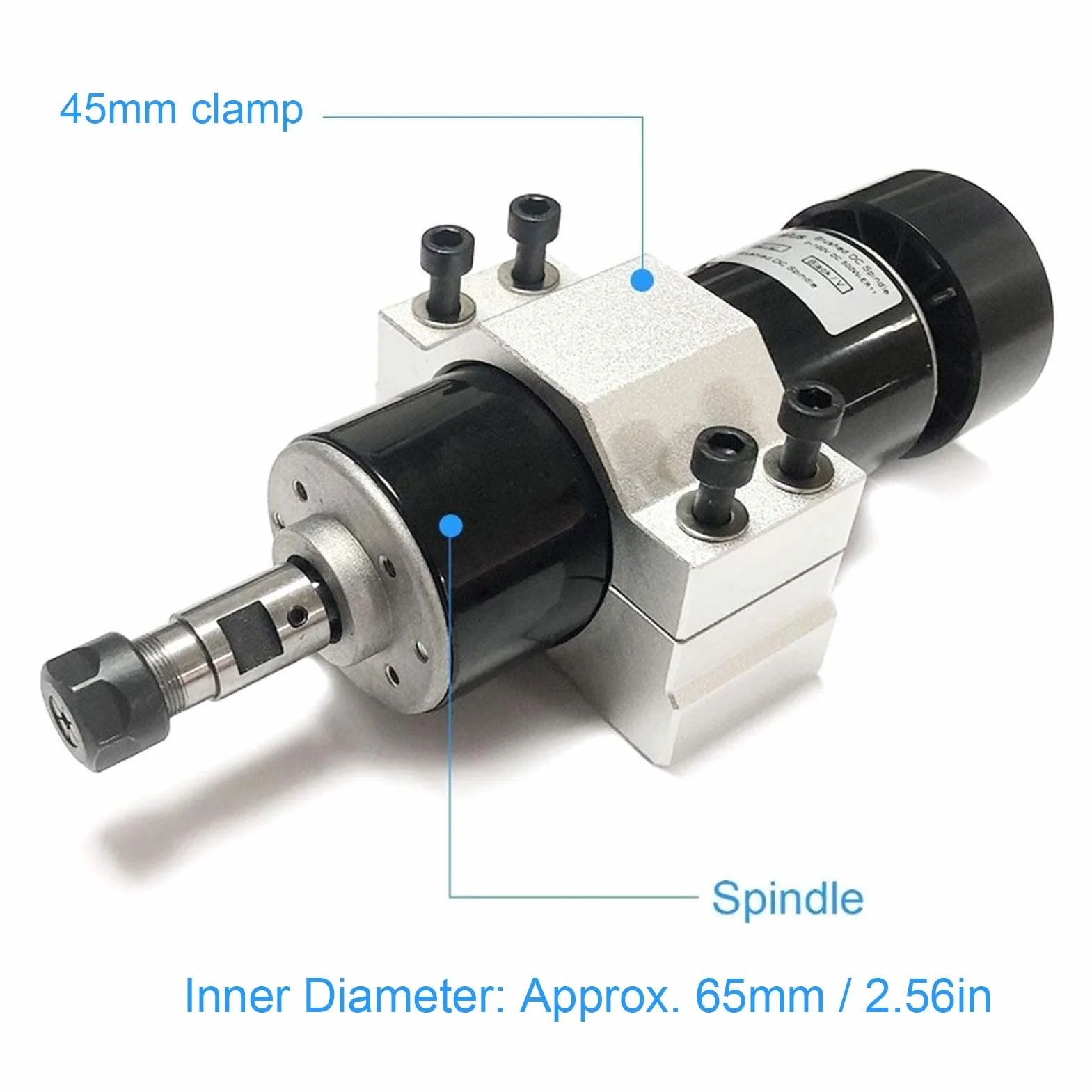 Wakects 65 Mm Aluminium Stopu Wrzeciona Uchwyt Silnik Silnika Silnika ROUTER CNC, Mocny i Stabilny, łatwy w Montażu, Kompatybilny z Różnymi Maszynami, Precyzyjna Konstrukcja,