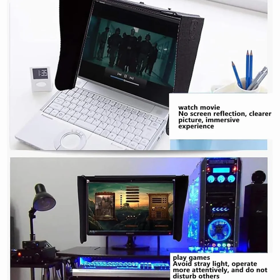 Osłona przeciwsłoneczna na ekran 27", regulowana osłona monitora, uniwersalna ochrona przed słońcem, do Dell HP Viewsonic Philips Samsung, Lenovo, ASUS, LG, EIZO, NEC ACER