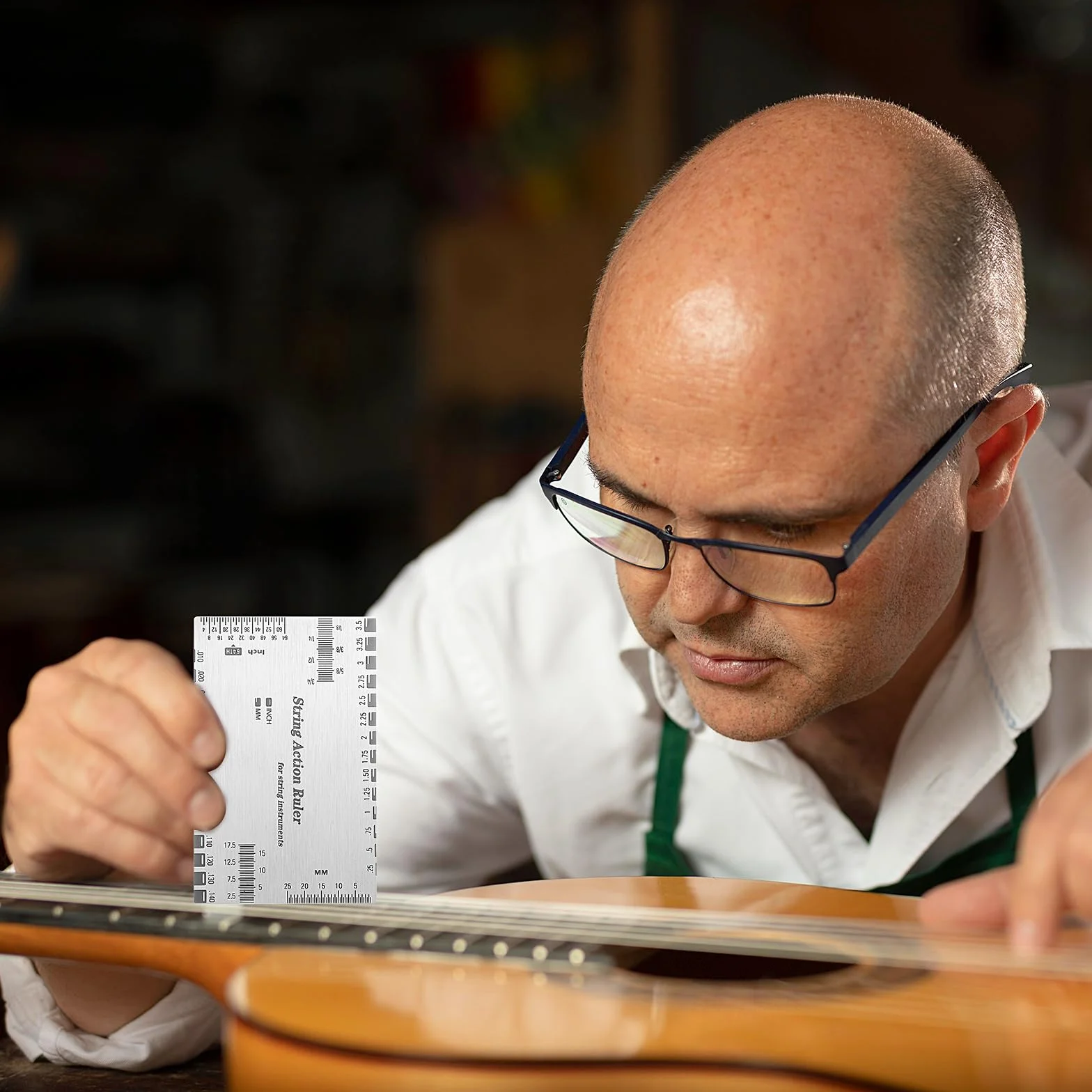 Gjinxi Linijka strunowa, miernik akcji lutnika do elektrycznej i akustycznej gitary, gitara, zestaw narzędzi pomiarowych do gitary i mandoliny