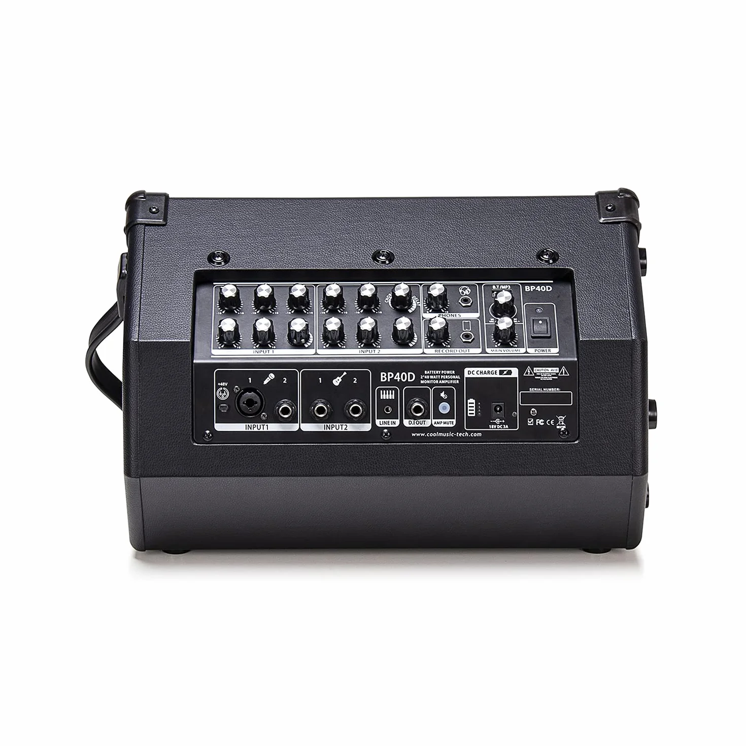 Coolmusic BP40D Wzmacniacz do gitary elektrycznej 80 W, Bluetooth, możliwość ładowania, efekt opóźnienia pogłosu, 6 wejść, 3-pasmowy korektor