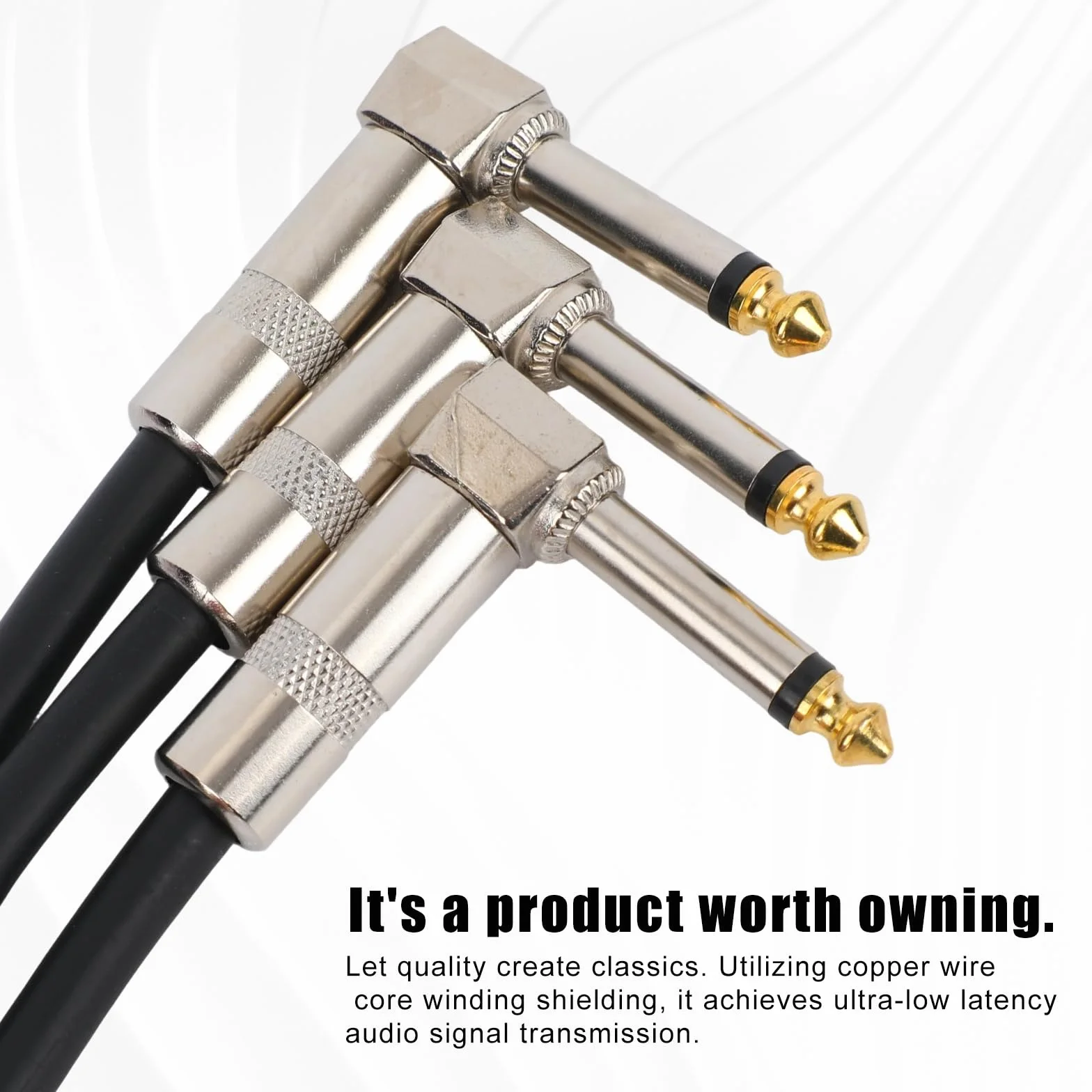 2 Kable Połączeniowe do Gitary, 50 cm Kątowy Kabel Gitarowy Złącze Pedału Efektowego do Miksera Gitary Basowej Perform
